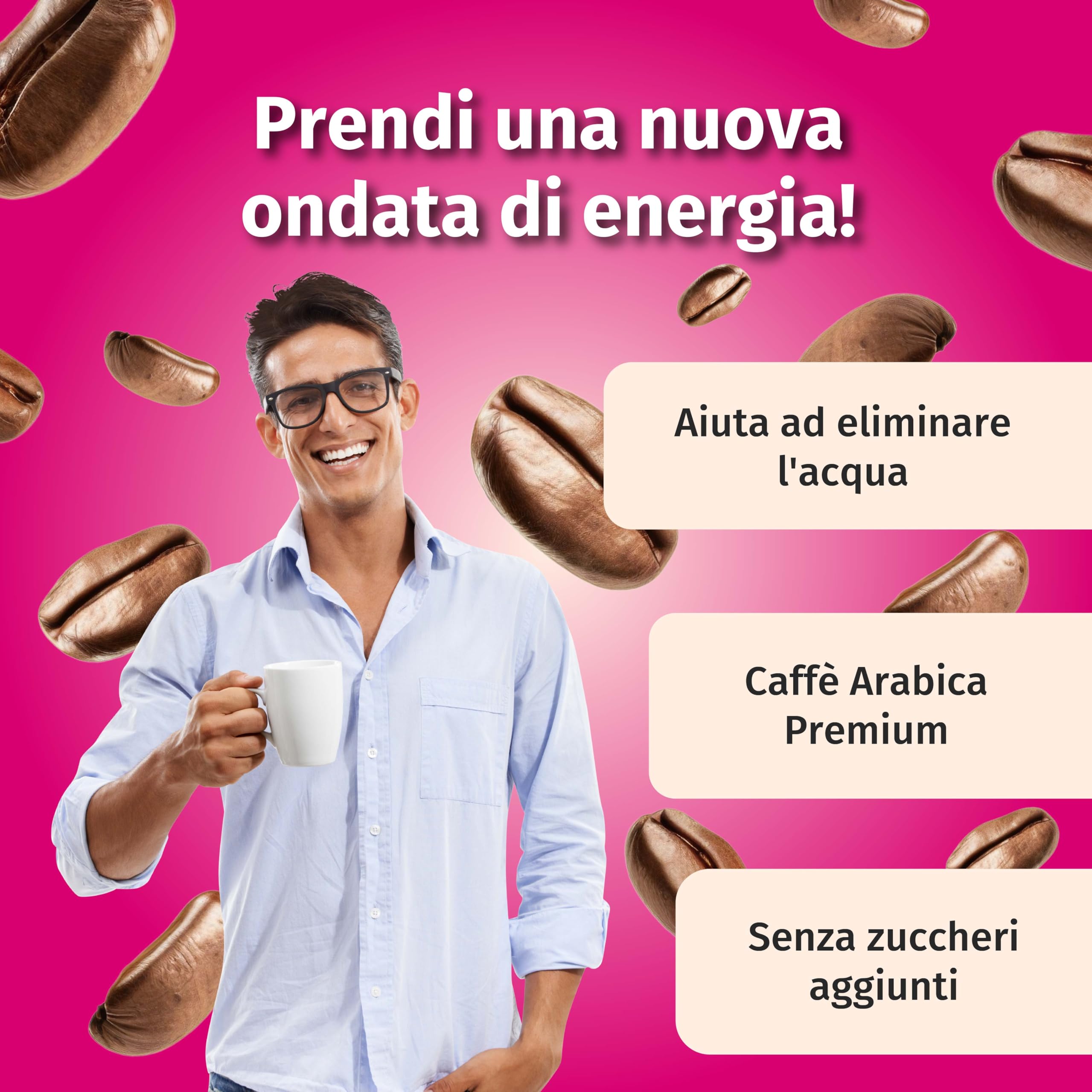 Nature's Finest WaterOut Coffee, Caffè Solubile 375 g (3x125 g)