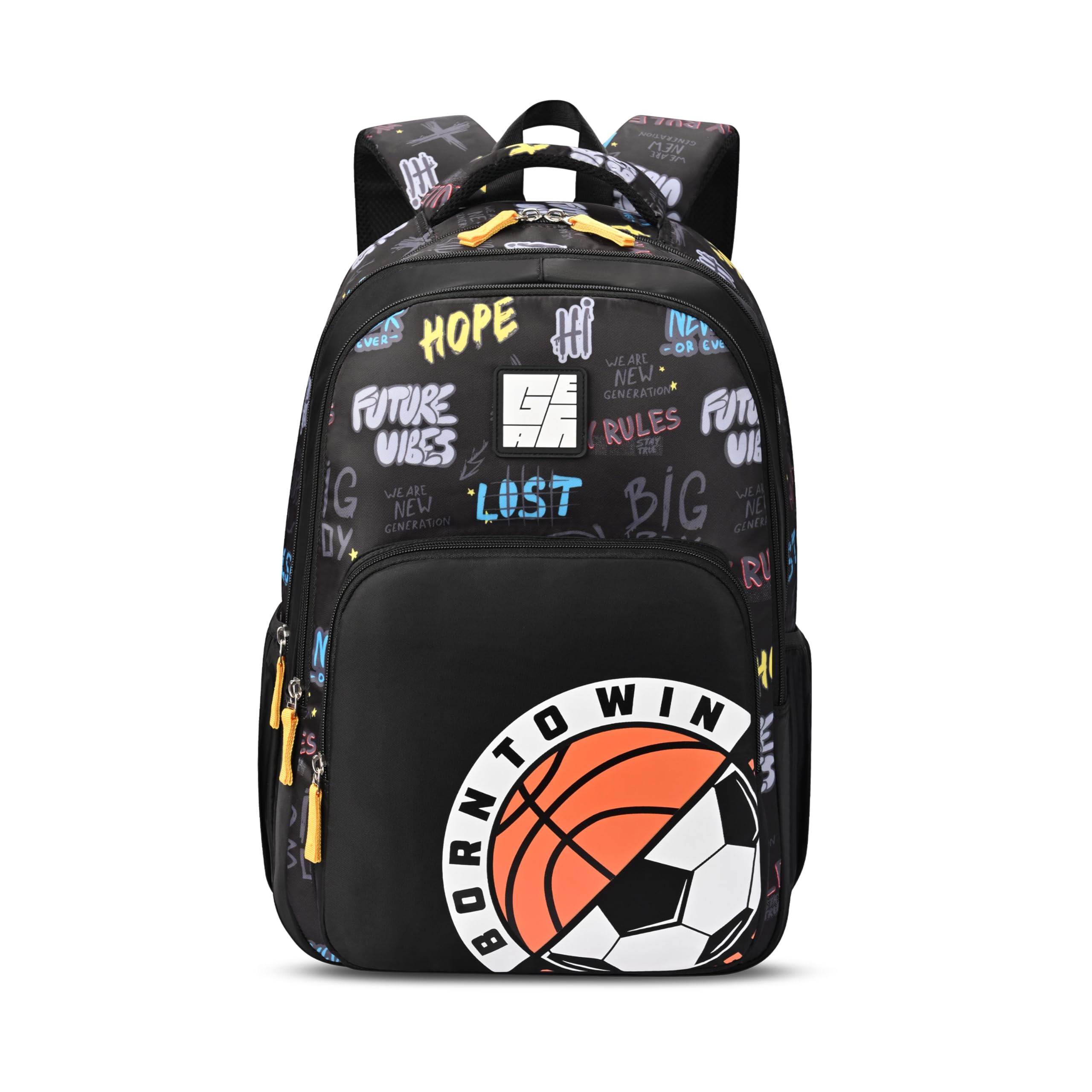 gear Sporty 17"/20L Medium Water Resistant School Bag/Casual Backpack/Daypack/Laptop Bag for Boys/Girls (Black - Grey)-picture-58