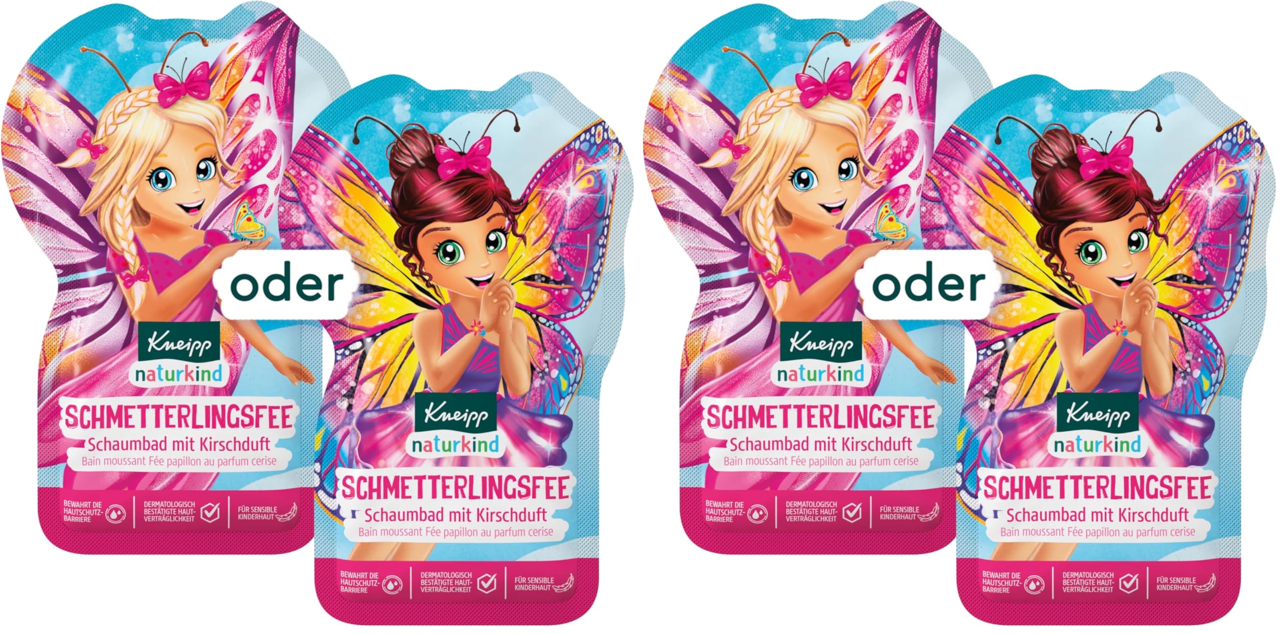 Kneipp naturkind Schmetterlingsfee Schaumbad - Badezusatz mit Kirschduft - Für sensible Kinderhaut - 40ml (Packung mit 2)