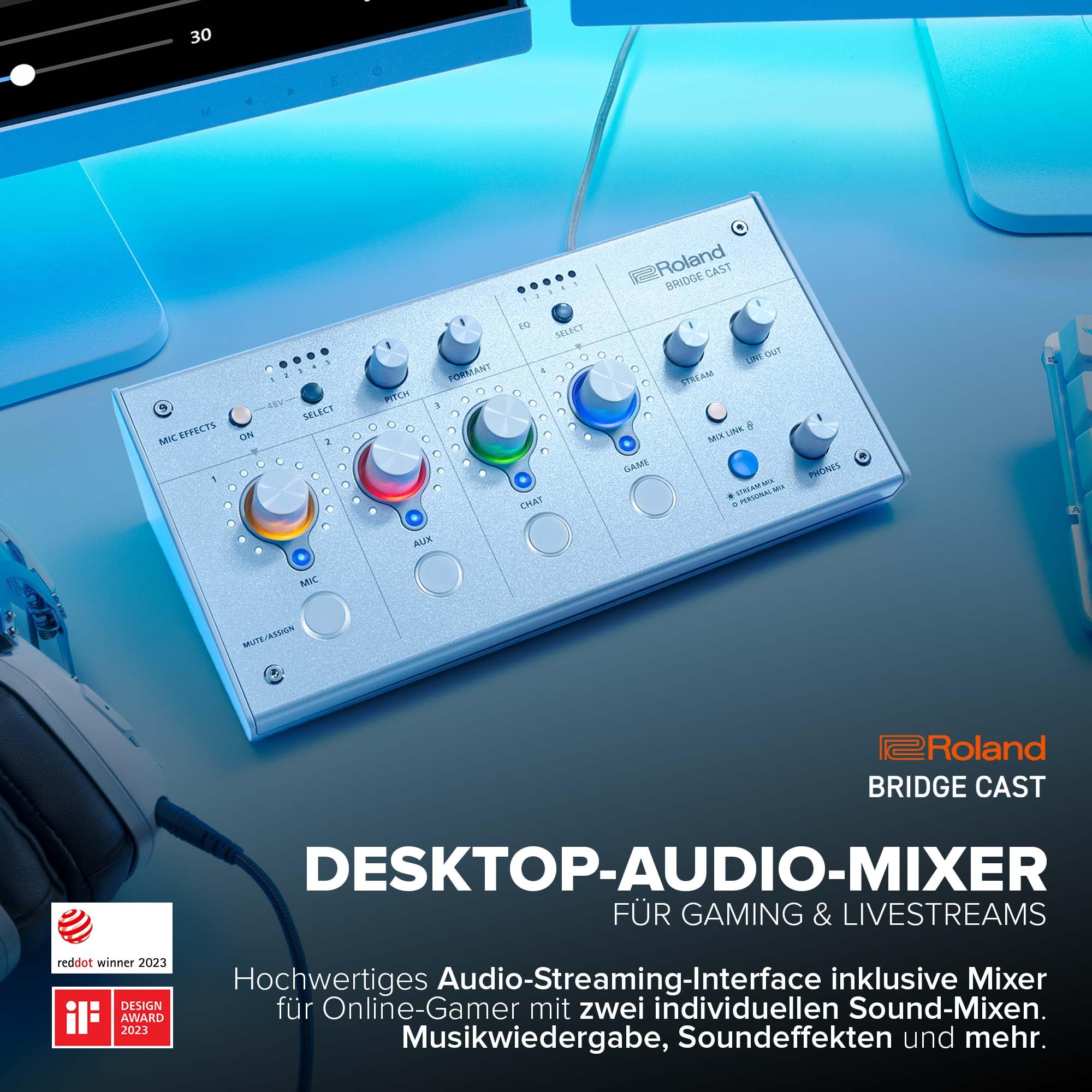 Roland BRIDGE CAST Dual Bus Gaming-Mixer in Ice White 