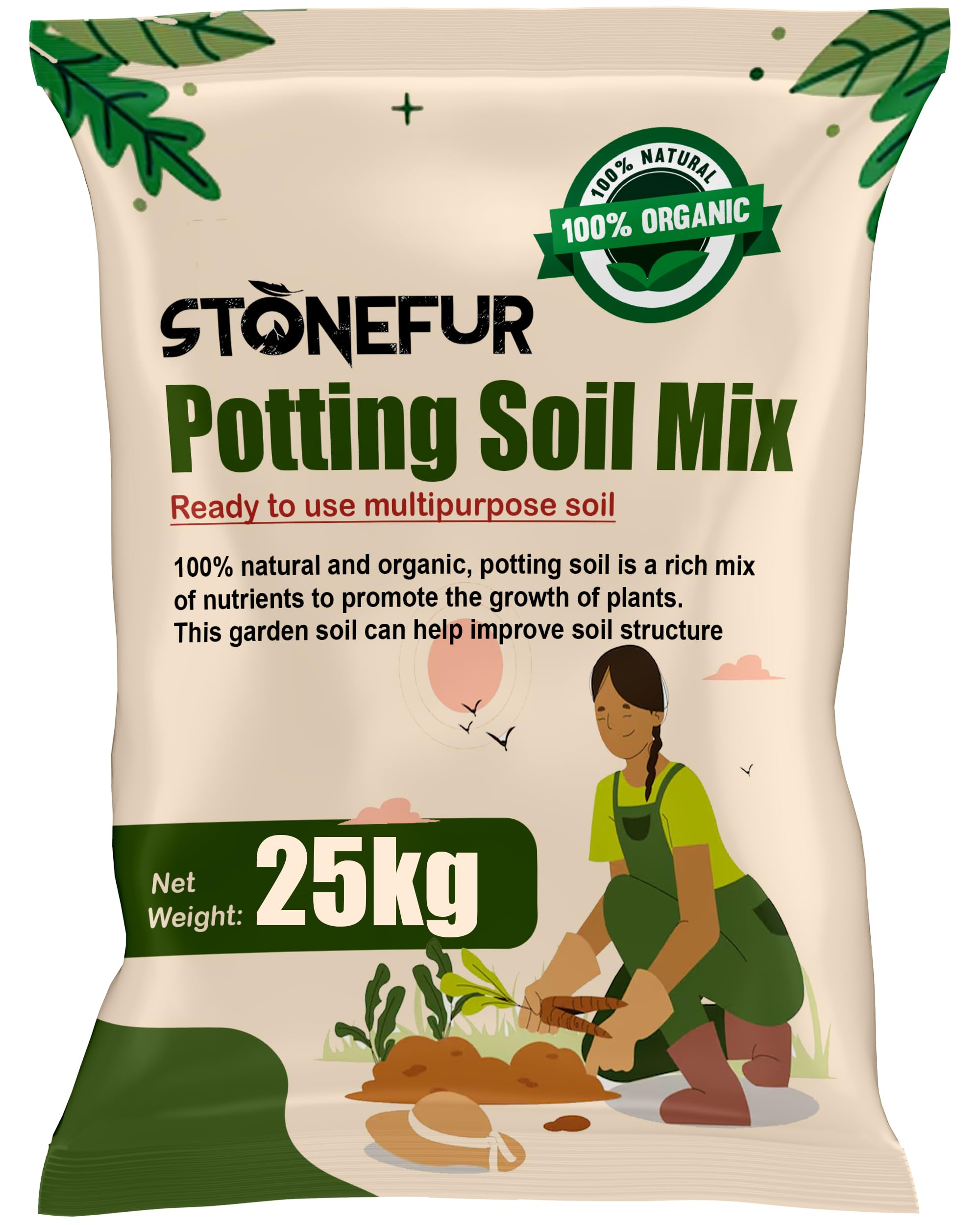 STONEFUR Magic otting Soil Mix for Plants 25kg | Soil for Plants | Soil and Fertilizer for Plants | Soil Mix for Plants Home Garden 25kg (B0D8H251G7) Amazon Price History, Amazon Price Tracker