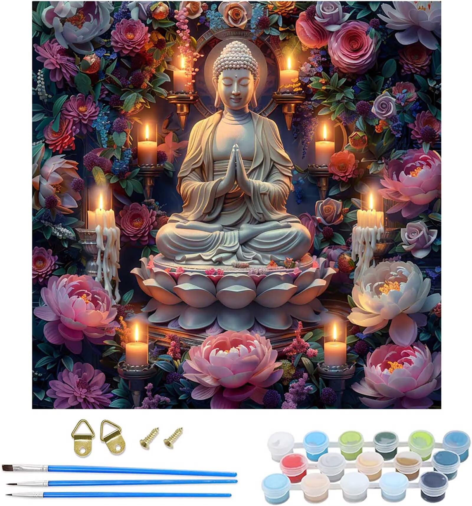 Malowanie po numerach dla dorosłych Zen, świeca do malowania po numerach, na płótnie, DIY, rękodzieło, akrylowy pigment, zestaw artystyczny, hobby dla dorosłych kobiet, do dekoracji ścian domu