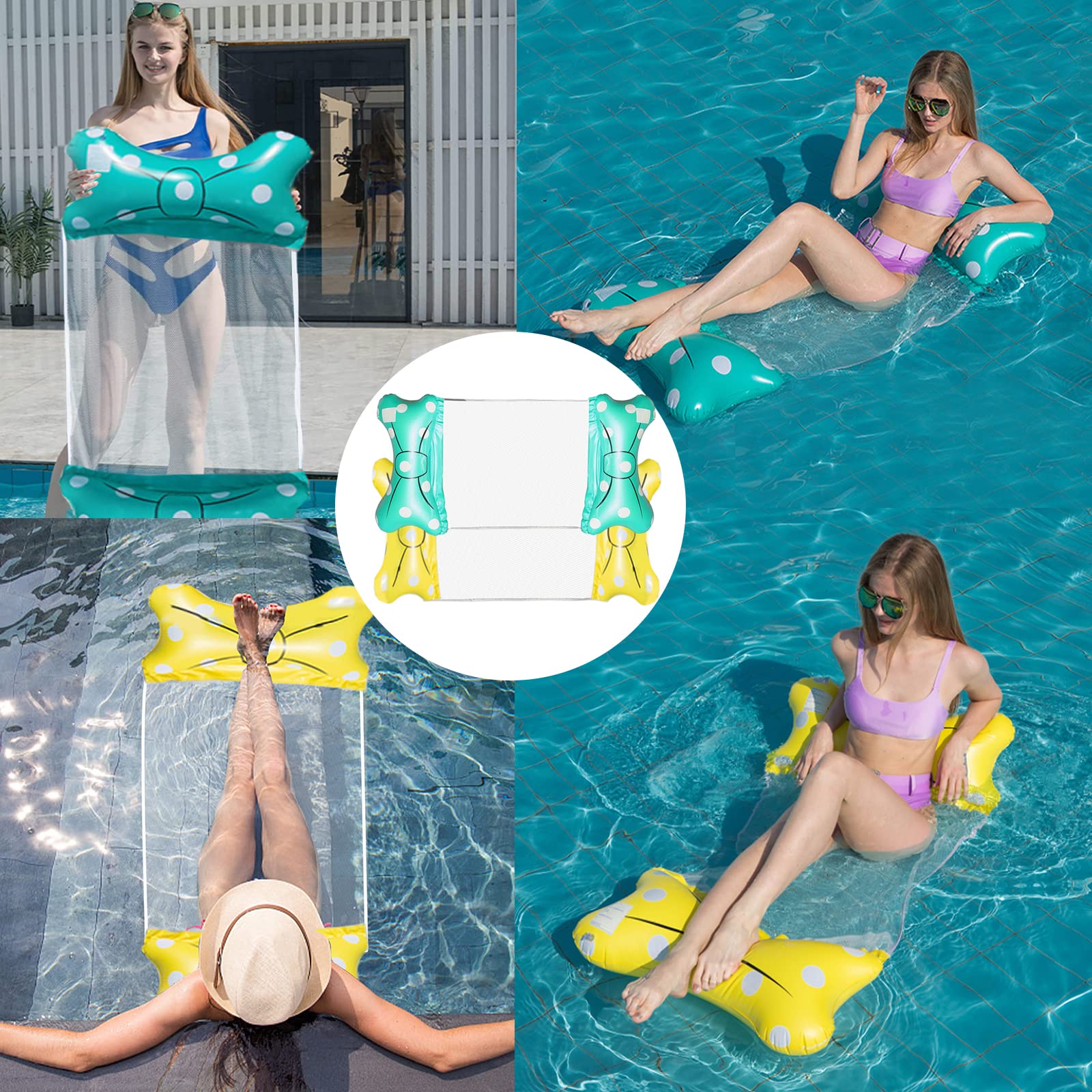 WEARXI Bouée Piscine XL – 2 Matelas Gonflables 4 En 1 – Hamac, Chaise Longue, Selle, Tapis – Adulte Et Enfant
