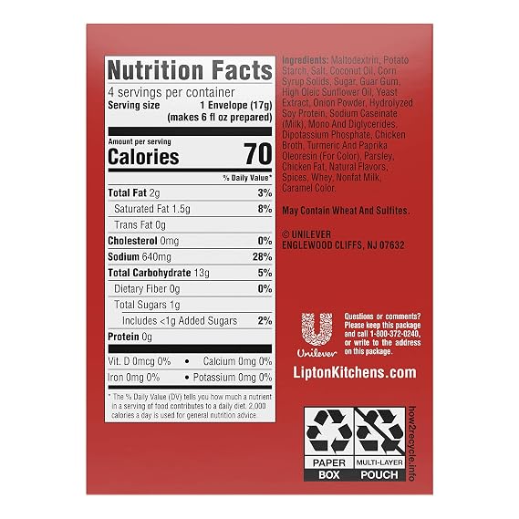 SOUP SECRETS Lipton Cup-a-Soup Instant Soup For a Warm Cup of Soup Cream of Chicken Only 70 Calories Per Serving, 4 Count (12 Pack)