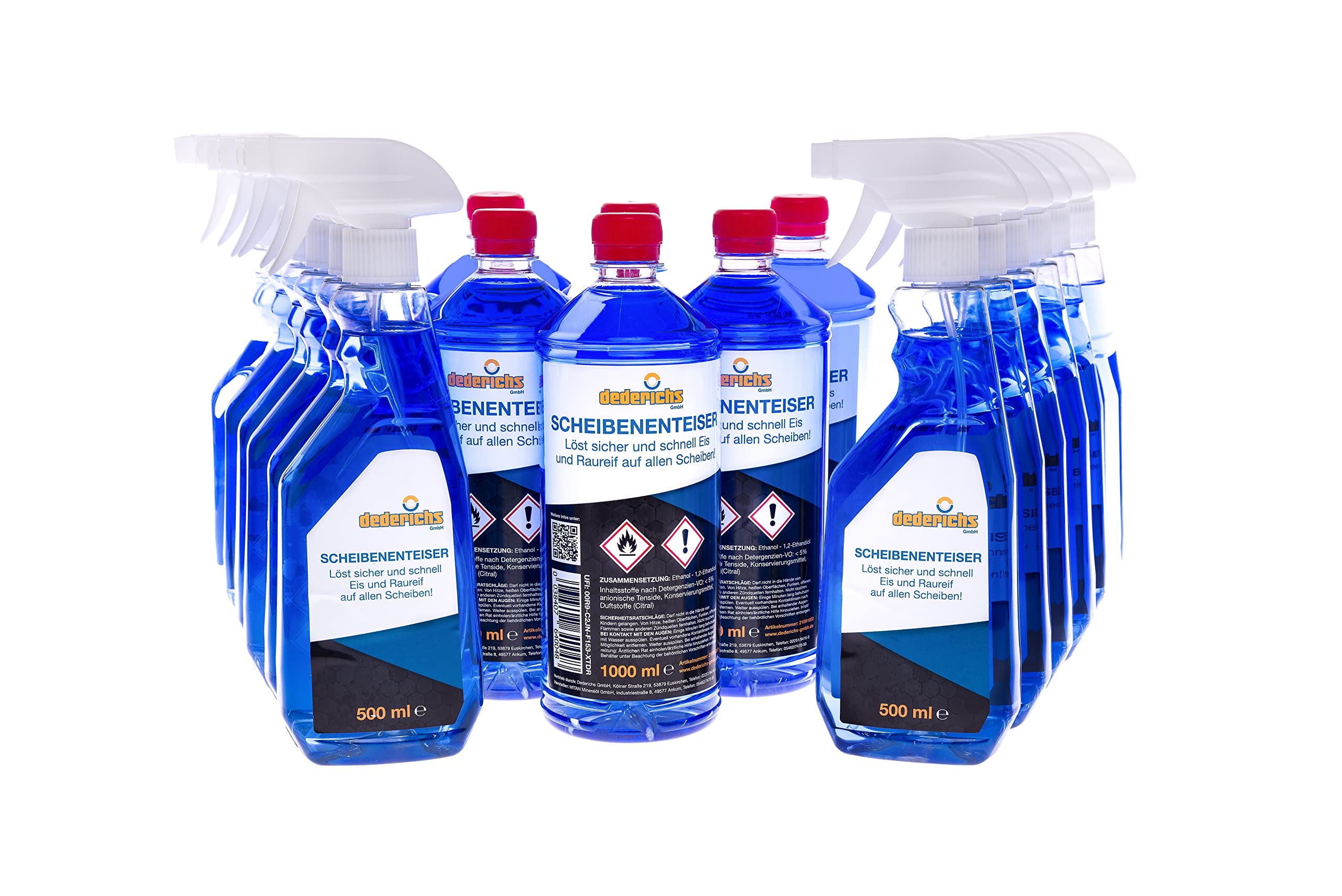 dederichs SmallParts Dederichs Scheibenenteiser 6 Liter inkl. Nachfüllflasche 6 Liter, sekundenschnelles enteisen von Scheiben einfach ohne kratzen,klare Sache & klare Sicht,18-teiliges Set