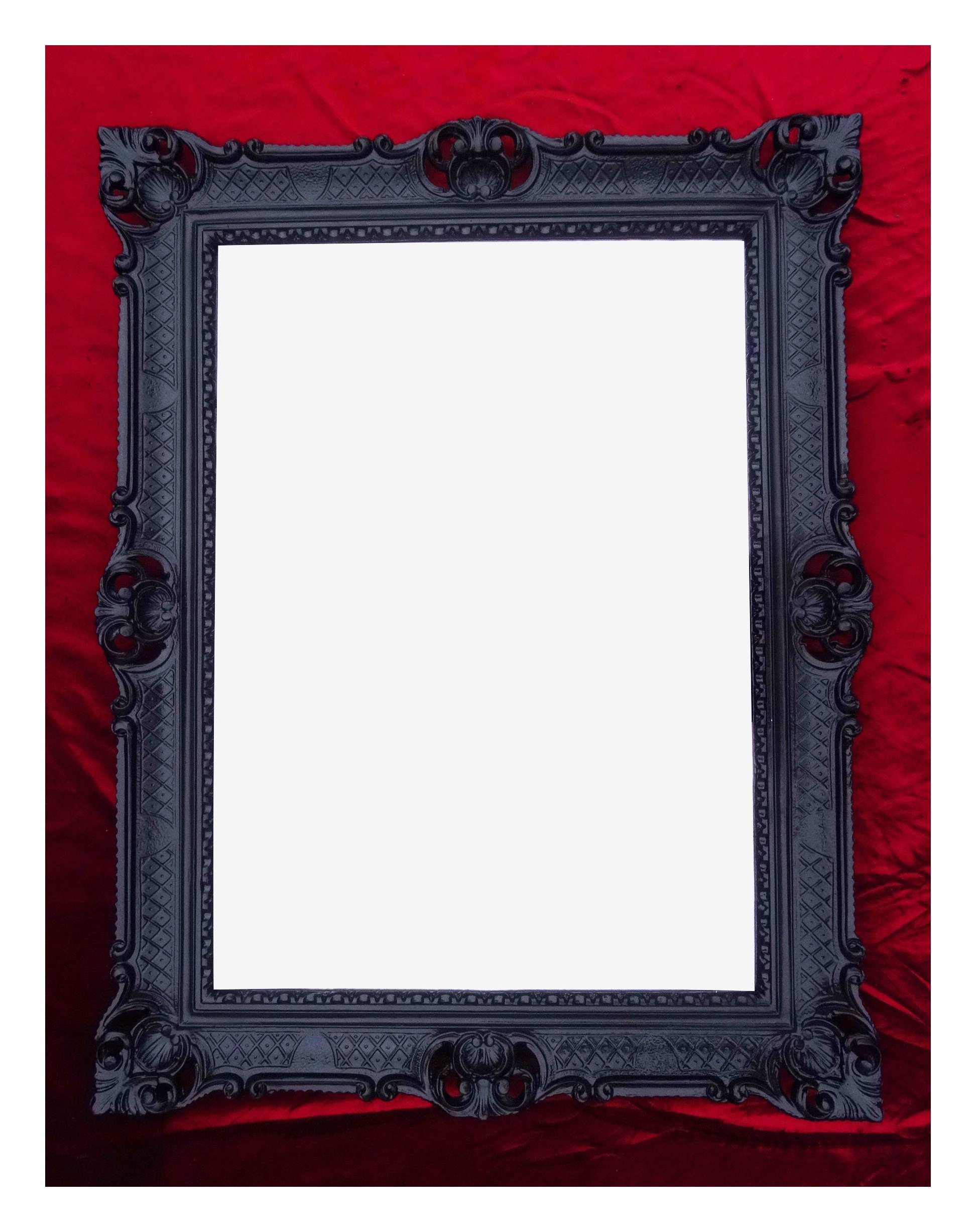 Specchio da parete barocco, cornice nera, stile retrò, barocco, shabby chic, con ornamenti di lusso