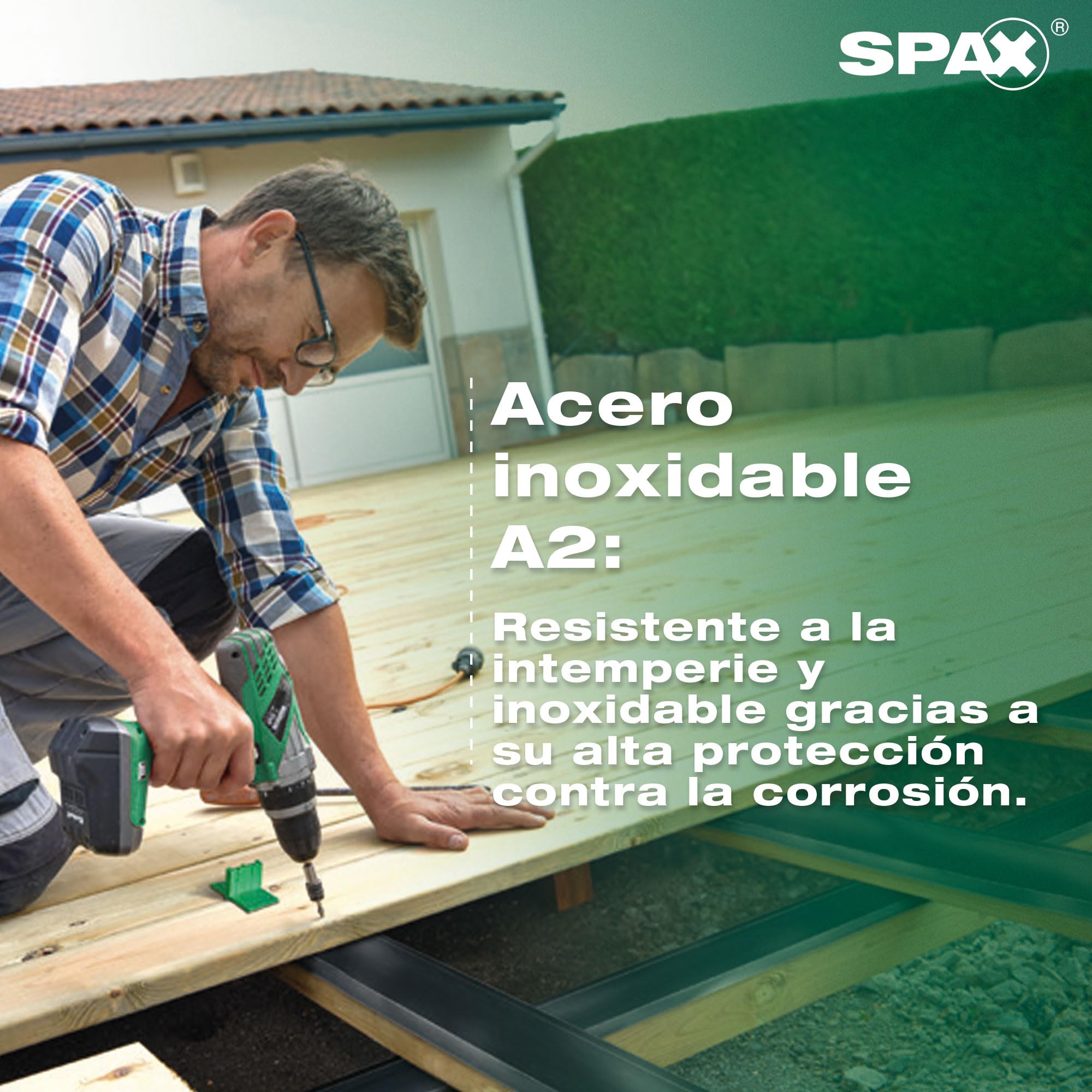 SPAX Tornillo para terrazas 5 x 60 mm, 360 unidades - Tornillos, rosca de fijación, cabeza cilíndrica, T-STAR plus T25, punta CUT, acero inoxidable A2-8000000276613