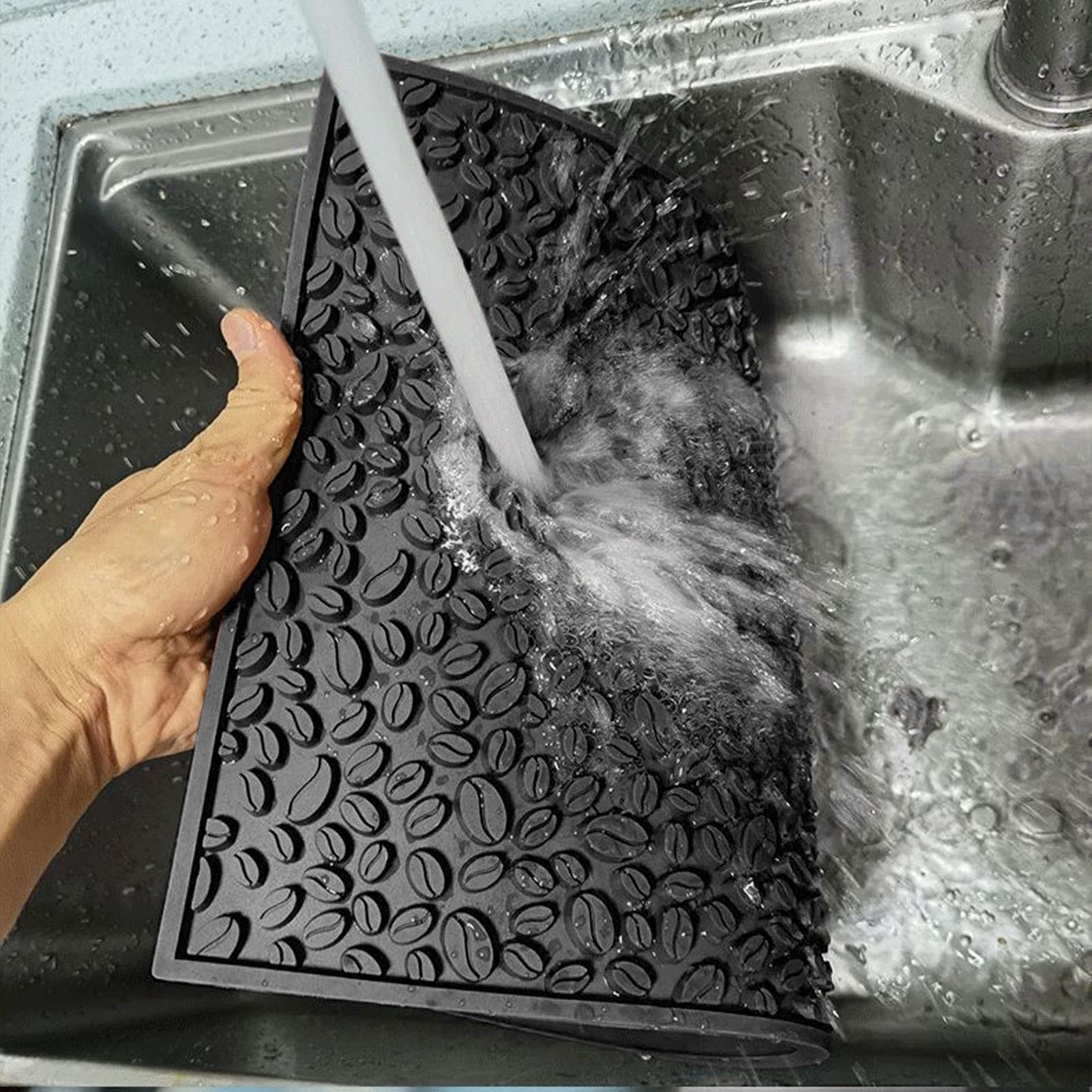 Alfombrilla para Derrames de Barra de PVC de 70x40 Cm, Alfombrilla de Drenaje para Barra Antideslizante, Alfombrilla de Secado Resistente Al Calor, Alfombrilla de Servicio sin Perfume para(negro)