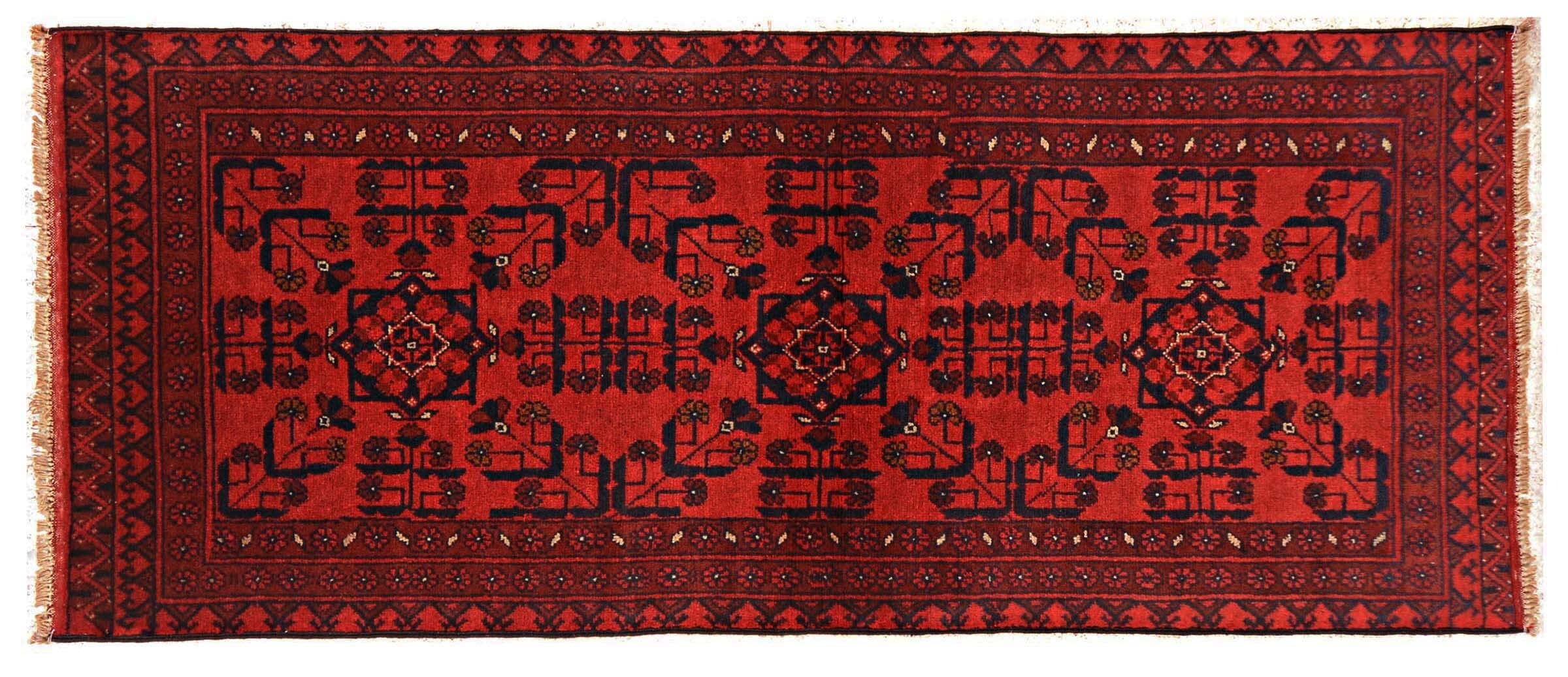 Tapis d'Orient Khal Mohammadi géométrique fait main marron 80x190