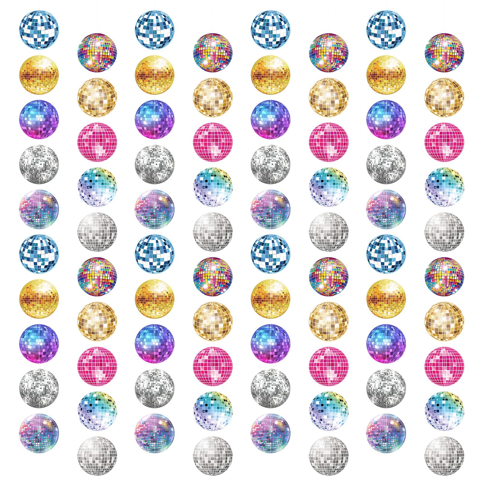 Tingjoo 12 Pcs Disco Ball Party Banner Garland 70s Disco Birthday Party Decoration Hanging Colorful Banners for Indoor Outdoor Wedding Birthday Supplies