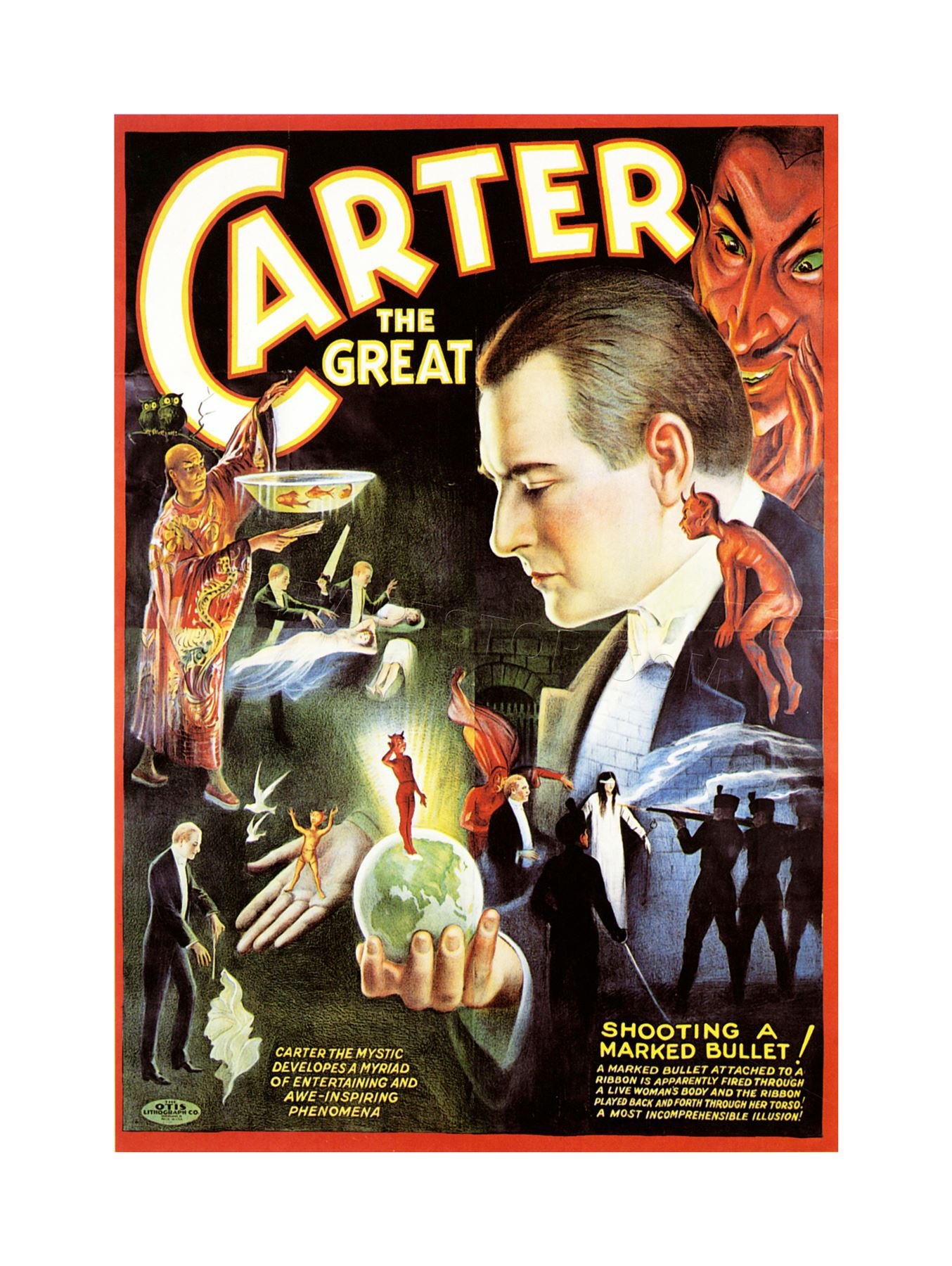 Wee Blue Coo Theatre Ad Stage Magician Carter Great Wall Art Print