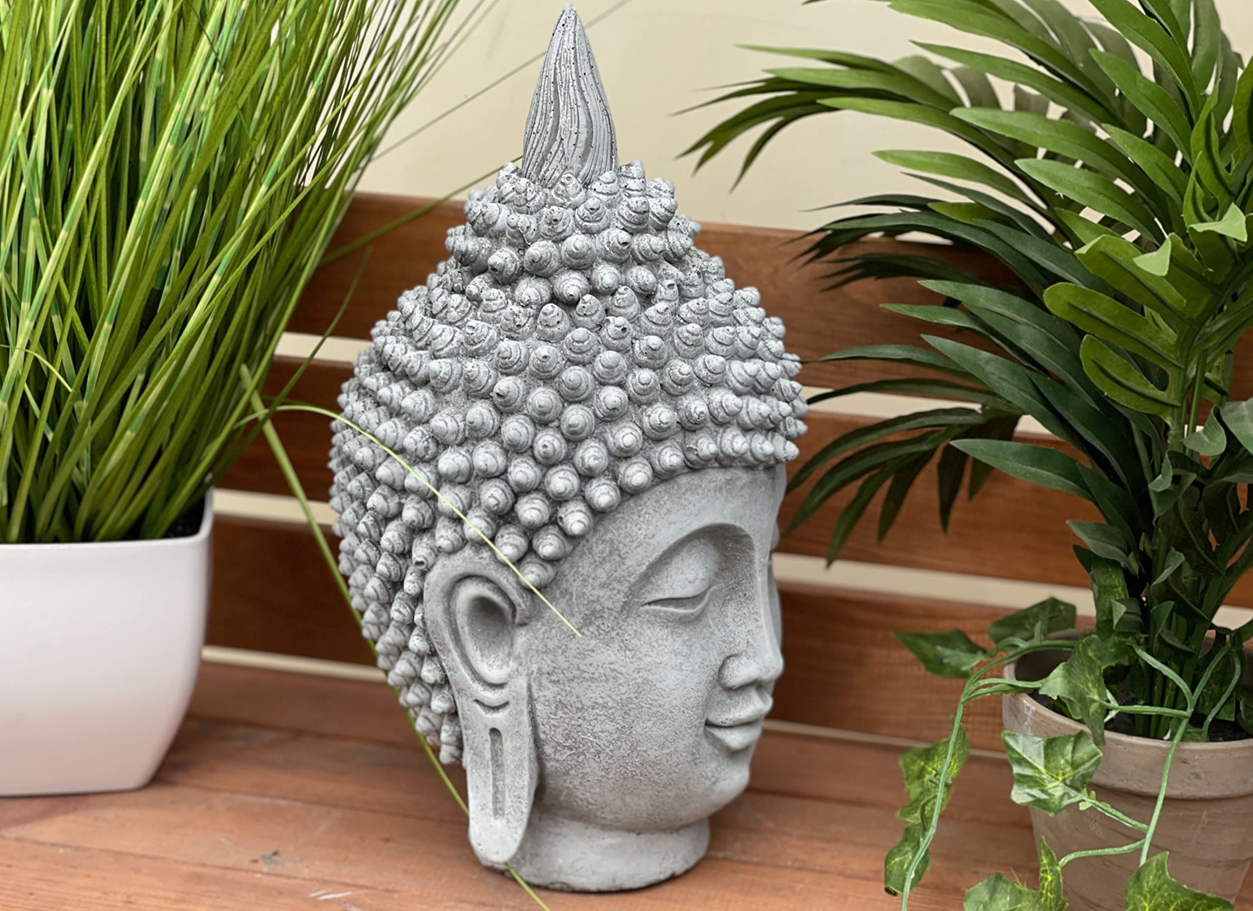 stoneandstyle Tête de Bouddha Shiva résistante au gel, en pierre coulée massive, environ 8,4 kg