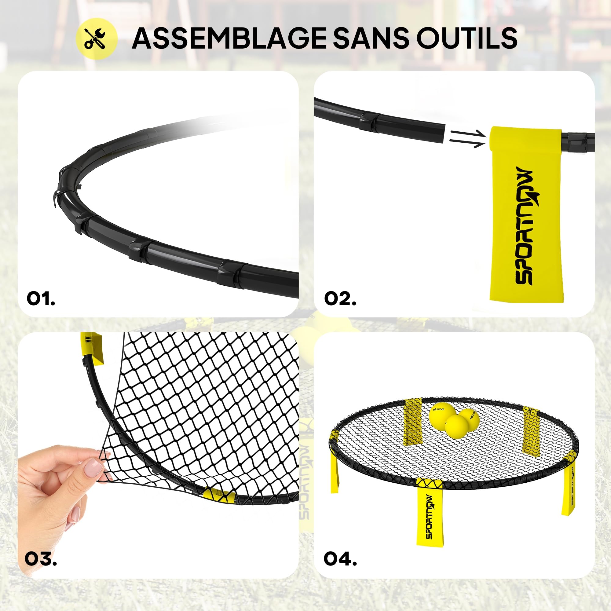 SPORTNOW Set Complet pour Mini Volleyball Spike avec Filet 3 Balles Jaune | Pompe, Sac de Transport, Facile à Installer, Jeu d'Extérieur, pour Adultes et Adolescents