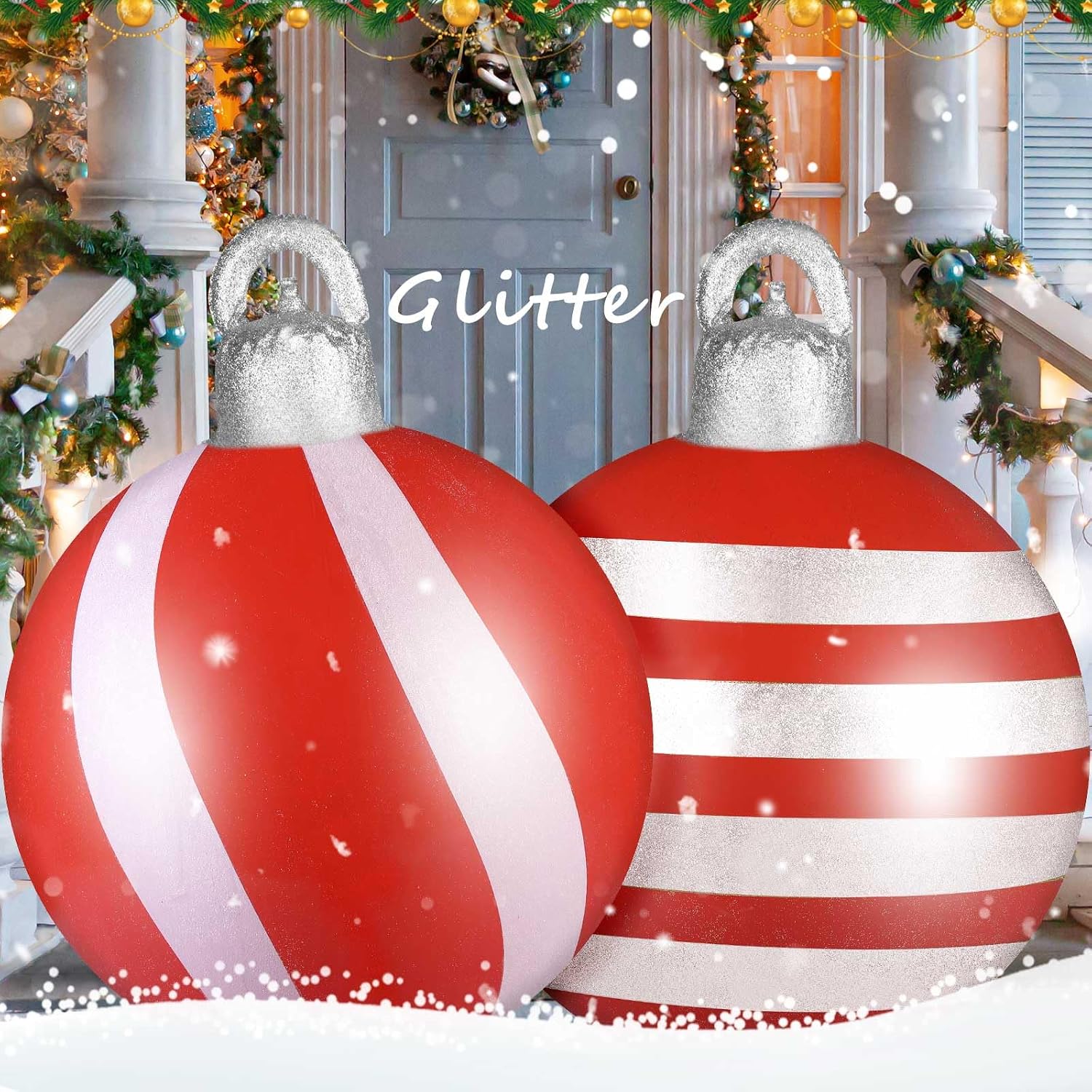 Amazon.com: Jetec 2 Pcs 18 Inch Giant Christmas Inflatable Print Balls ...
