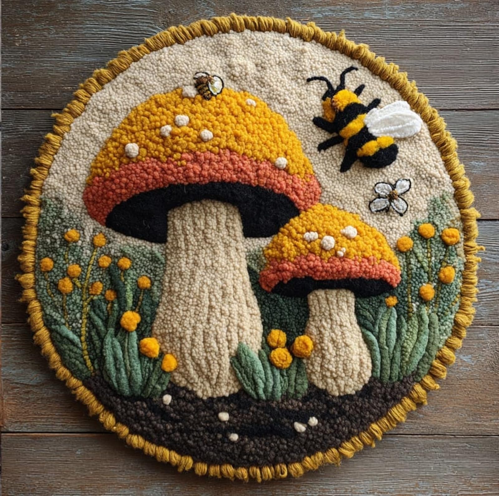 WallustrioaW Latch Hook Rug Kits for Adults Kids,Dreamy Mushrooms,Latch Hook Cushion Kits,DIY Yarn Cushion Crochet for Home Decoration,50x50cm