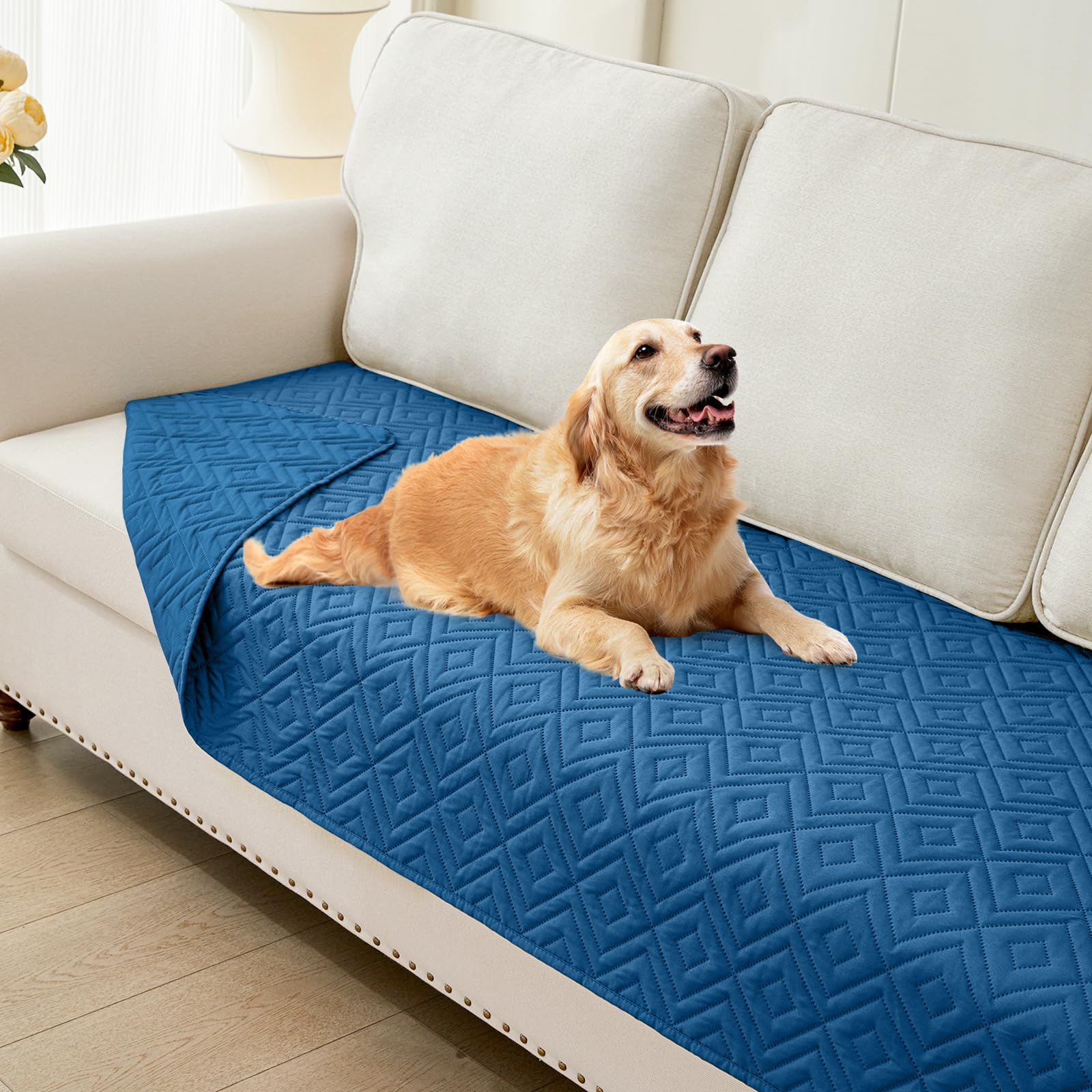 hyha Waterproof Dog Blanket, Soft Dog Bed Cover Pet Blankets, Waterproof Sofa Couch Cover for Dogs Washable, Reversible Pet Couch Covers for Sofa Furniture (30x70 Inch, Navy Blue/Navy Blue)