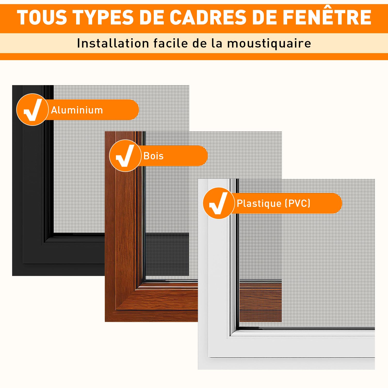 Moustiquaire Fenêtre sans Perçage, 120x130cm, Retire Sans Traces | Filet en Fibre de Verre Anti-Insectes, Résistante aux Intempéries, Bande Auto-Collante, Découpable à la Dimension Souhaitée