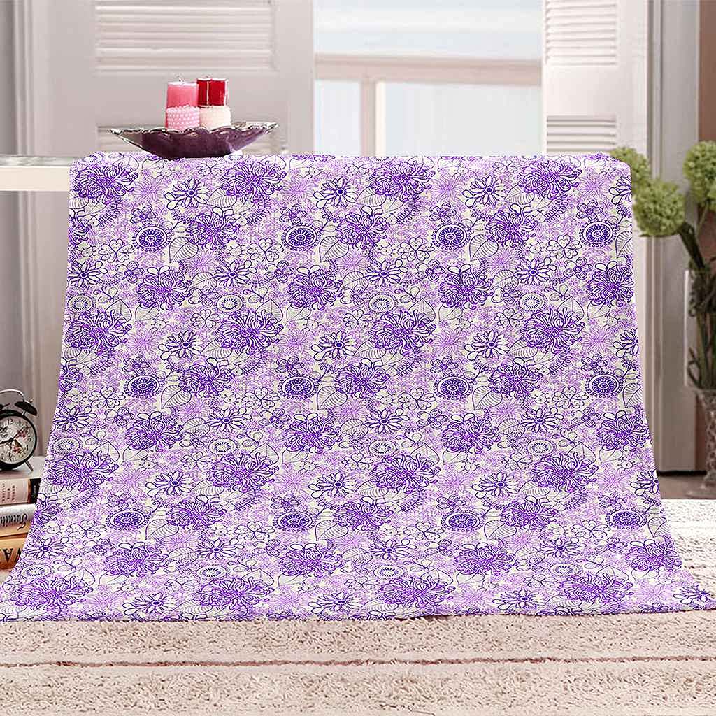 Couverture entretien facile fleur violette contre le froid douce au toucher 150x200