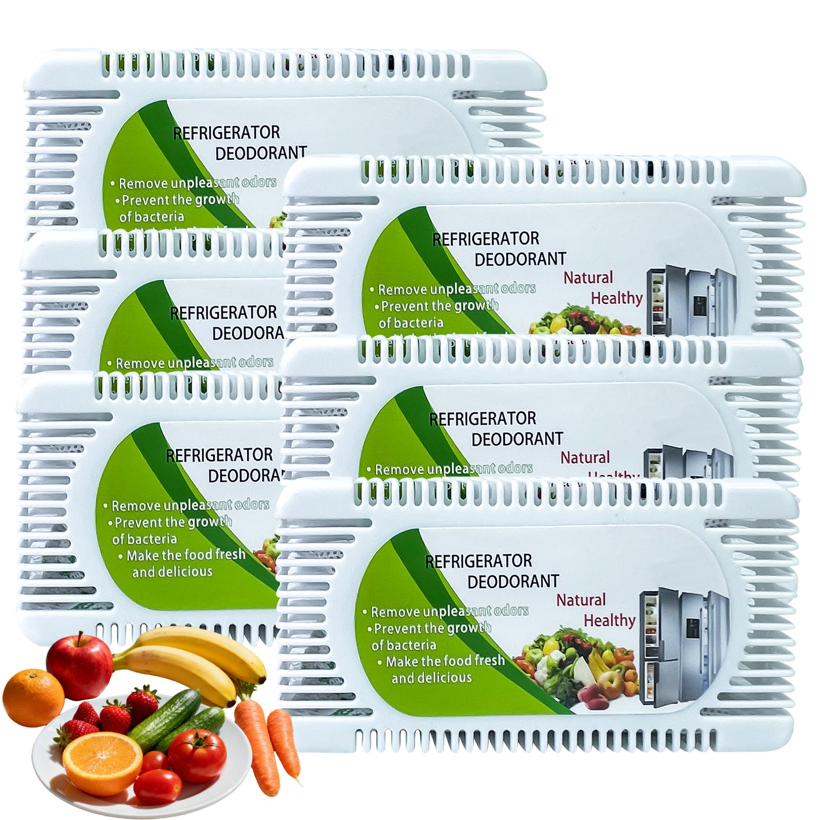 6 Pack Fridge Deodorizer, Refrigerator and Freezer Deodorizer Odor Eliminator Reusable, Unscented Activated Carbon Odor Absorber and Moisture for Freezers, Coolers, Closet and Trash Can