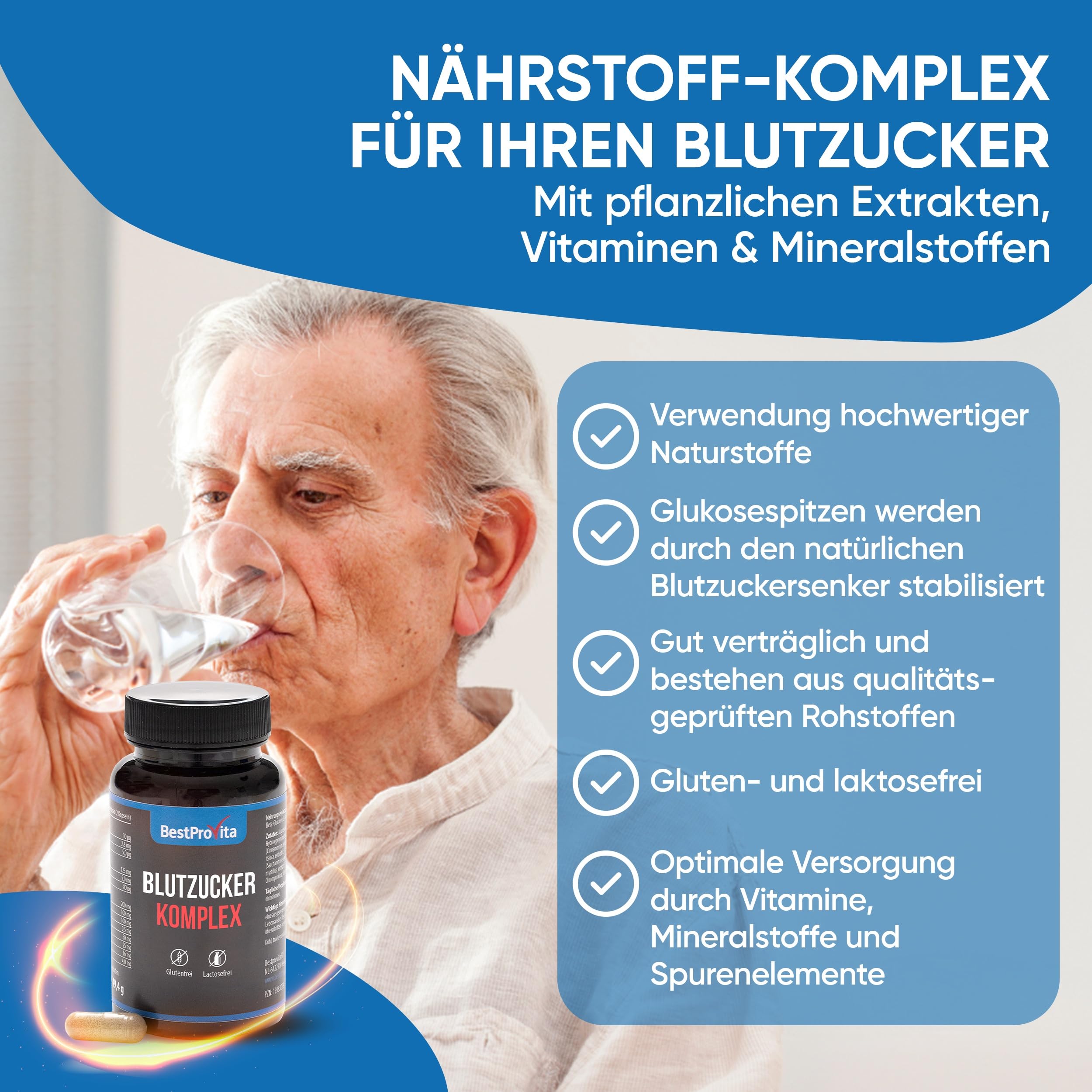 Wellpursan Blutzucker Komplex (60 Kapseln) - zur Unterstützung des Zuckerspiegels - Nahrungsergänzungsmittel für stabilen Blutzucker - Glukosespitzen vermeiden mit L-Carnitin, Vitamin D & Zink