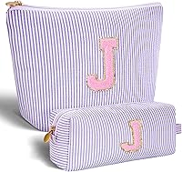 Vista 50 de Bolsa de maquillaje con iniciales personalizadas, bolsa de cosméticos, Lavanda, K