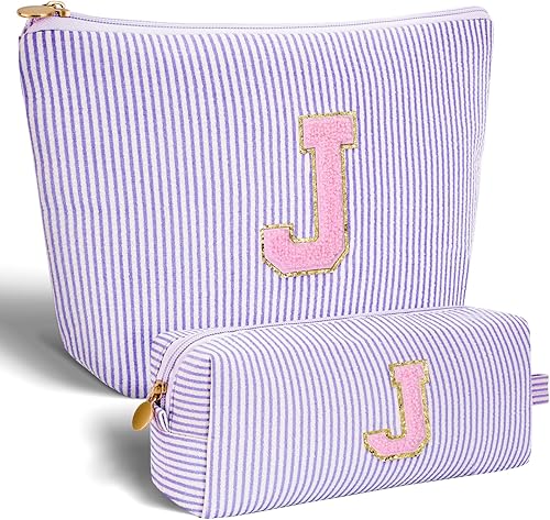 Miniatura 50 de Bolsa de maquillaje con iniciales personalizadas, bolsa de cosméticos, Lavanda, K