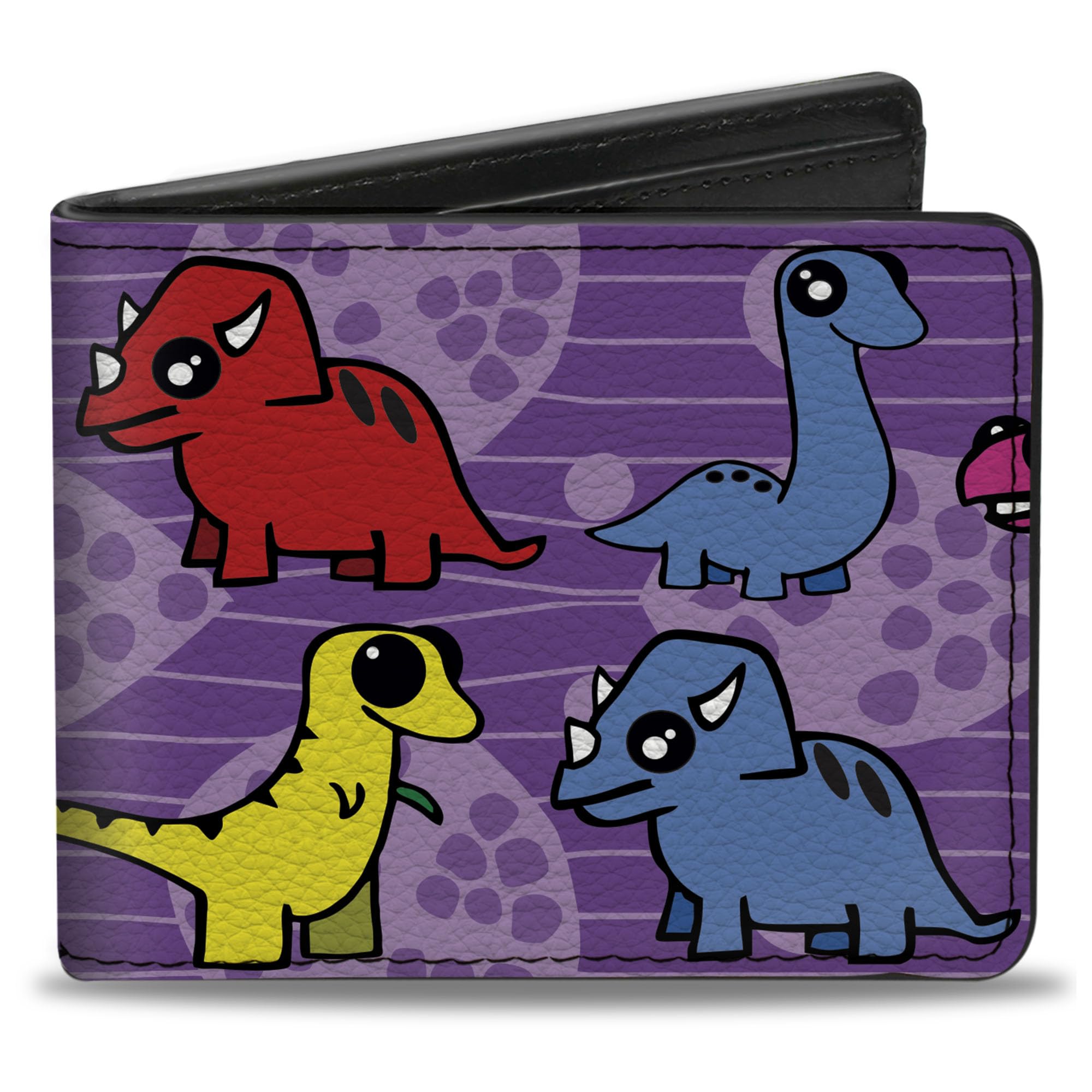 Buckle-Down Men's Wallet, Bifold, Dinosaur Cartoon, Vegan Leather, Multi, 4.0