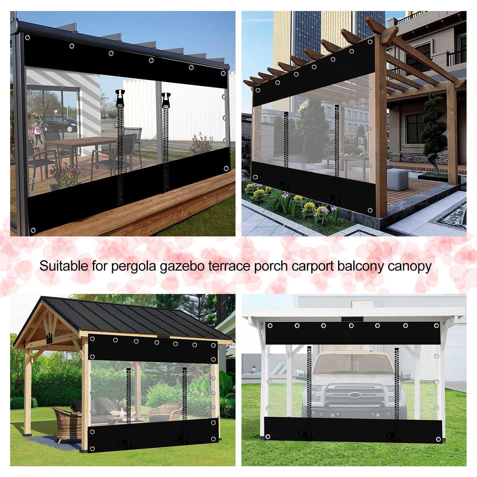 Telone Impermeabile in Pvc Con Cerniera,Tende Teloni Trasparenti Per Esterni ,Pergola Gazebo Veranda Carport Giardino Telone Trasparente Pannelli Laterali,Con Occhielli,L×H-6.6*2.2m(21.7*7.2ft