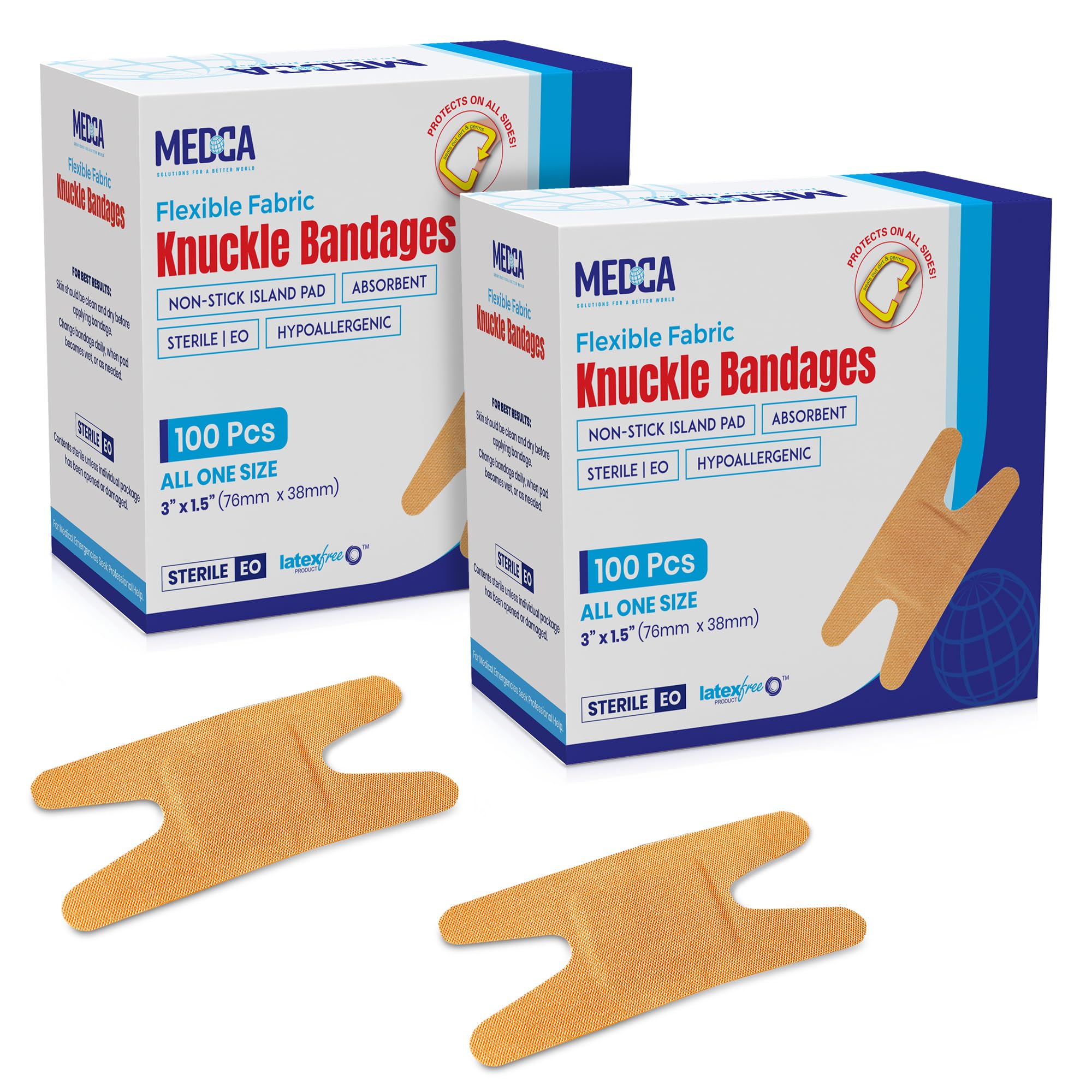 Flexible Fabric Bandages - Flex Fabric Adhesive Bandages Knuckle Bandages for Finger Care and to Protect Wounds from Infection - (200 Count)