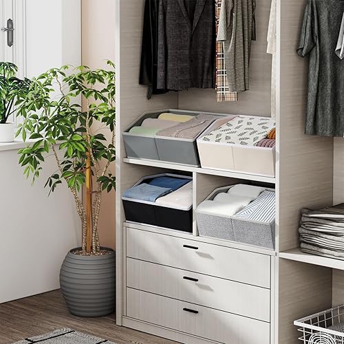 Miniatura 3 de Contenedores de almacenamiento para armario, grandes contenedores trapezoidales con asas, organizadores de armario de lino y almacenamiento para
