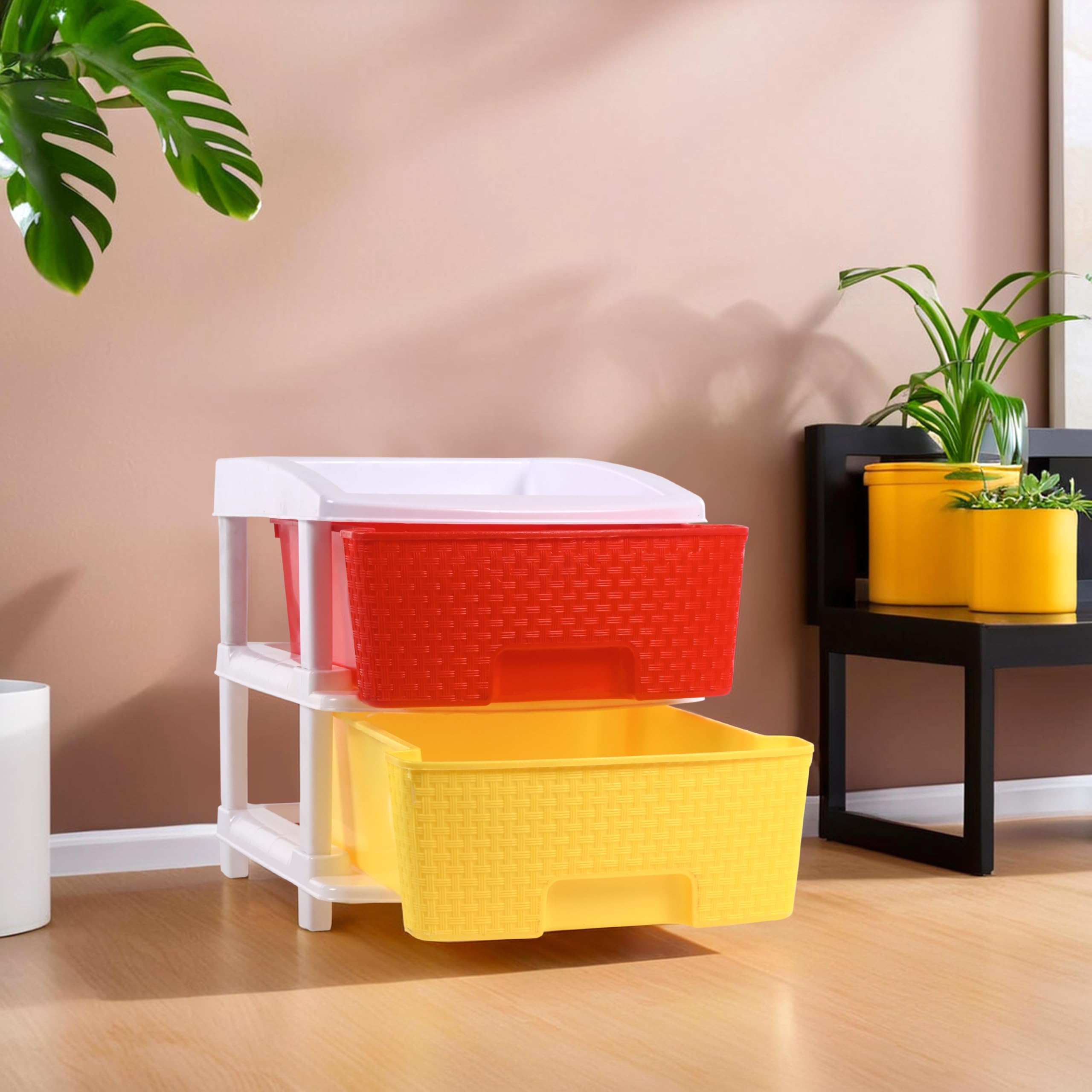 Kuber Industries 2 Layer Modular Drawer Storage Chest | Plastic Storage Rack for Home, Office, Hospital, Parlor, School & stationery Items | Multipurpose Cabinet Organizer | Multicolor