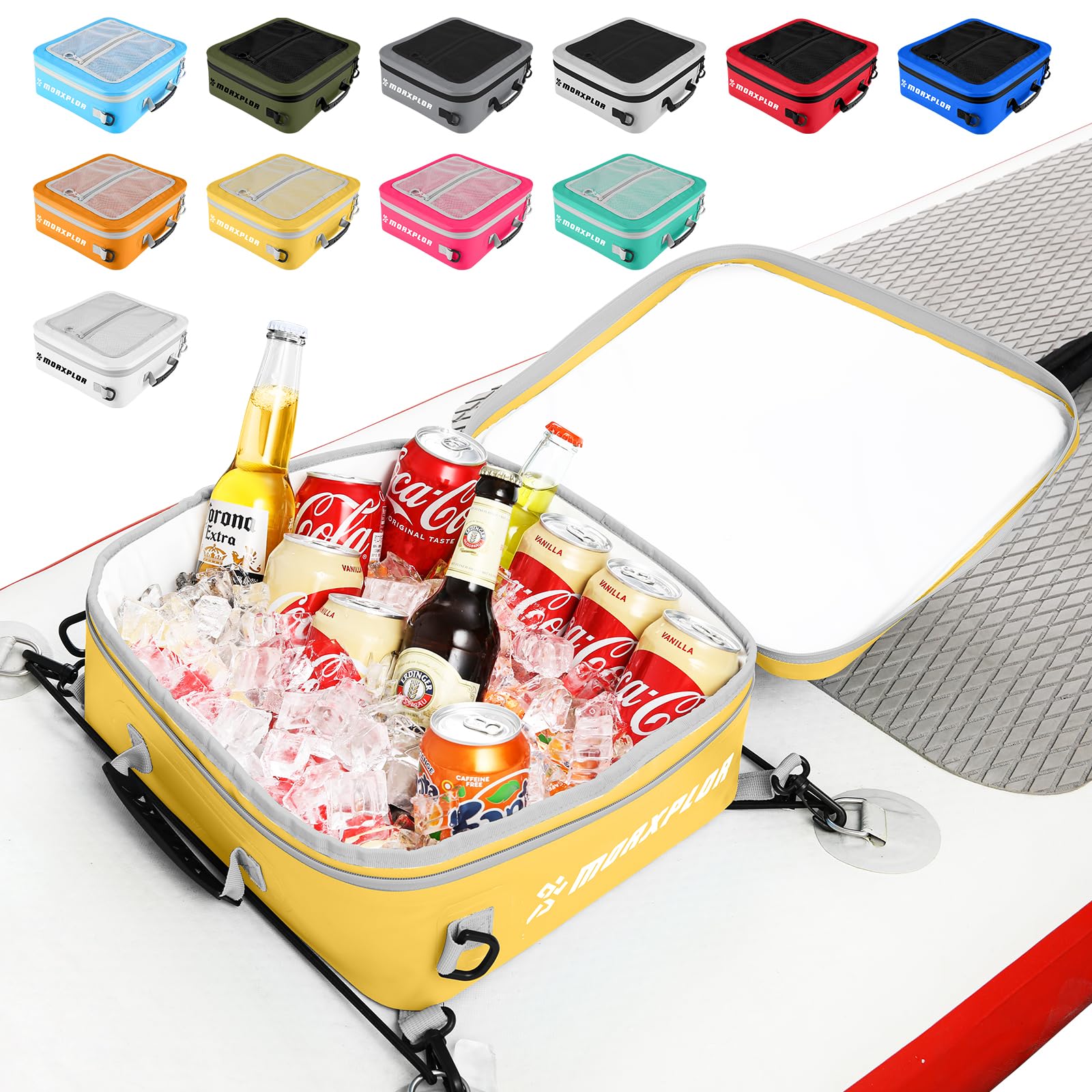 MORXPLOR Waterproof PVC Paddleboard Cooler Deck Bag - 12 Can Soft Insulated Cooler for Paddleboarding, Camping, Kayaking