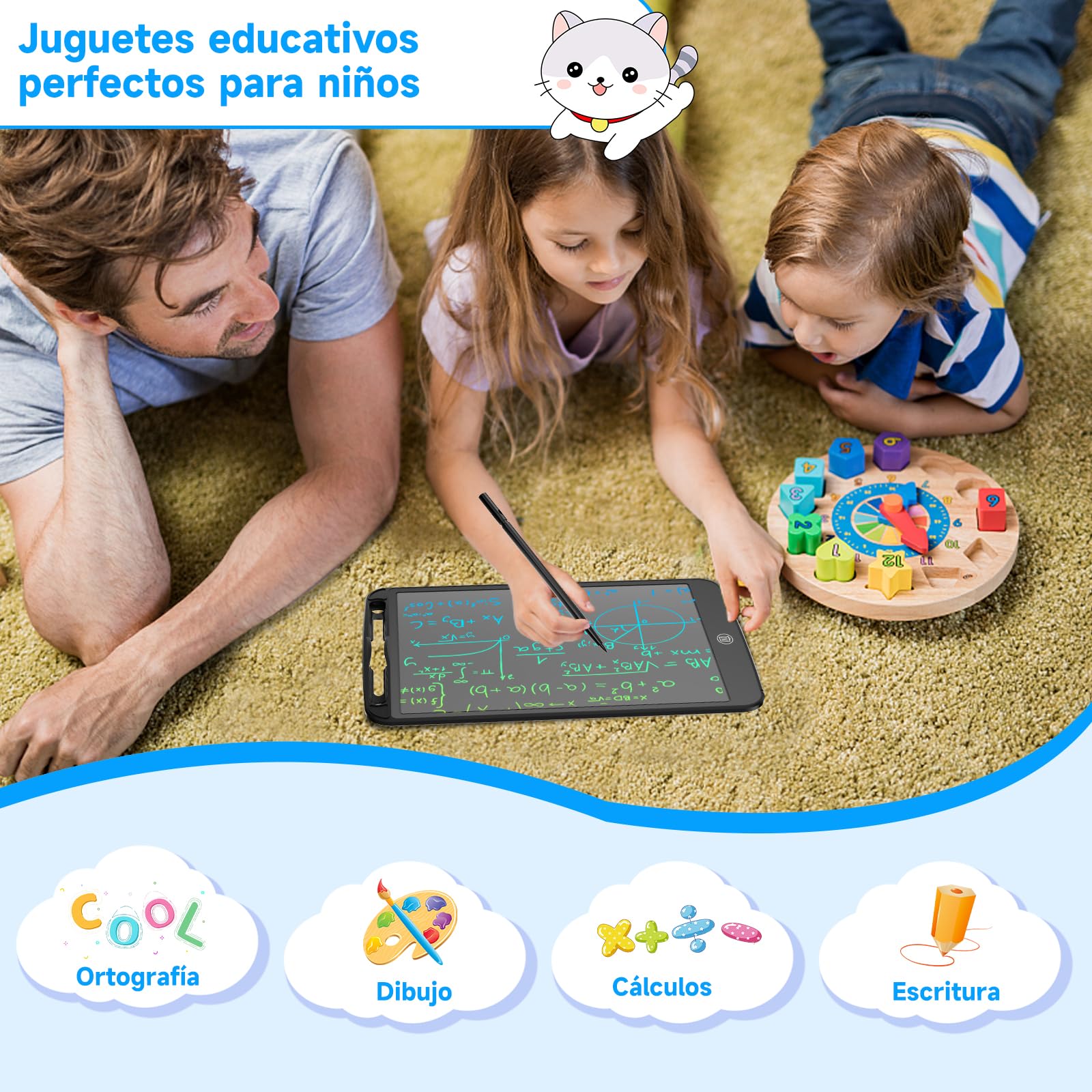 Tableta de Escritura LCD 10 Pulgadas Bloc de Dibujo Electrónico Portátil para Niños (Negro)