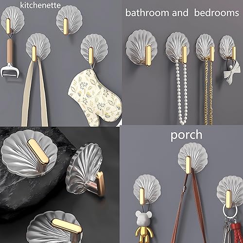 Miniatura 3 de 8 ganchos de baño, ganchos autoadhesivos para toallas, ganchos de pared para oficina, cocina, porche, dormitorio, transparente e impermeable