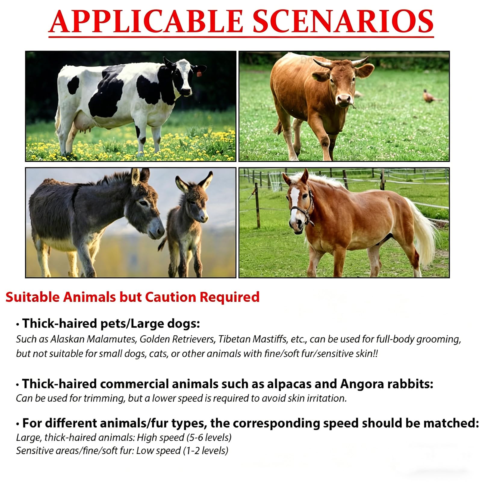 Esquiladora Eléctrica para Caballos 690w 2800rpm Recortadora Equina Profesional con Ajuste de 6 Velocidades Ajuste de Tensión de Cuchilla Diámetro de Corte 77mm Tijeras Eléctricas para Ganado Caballo