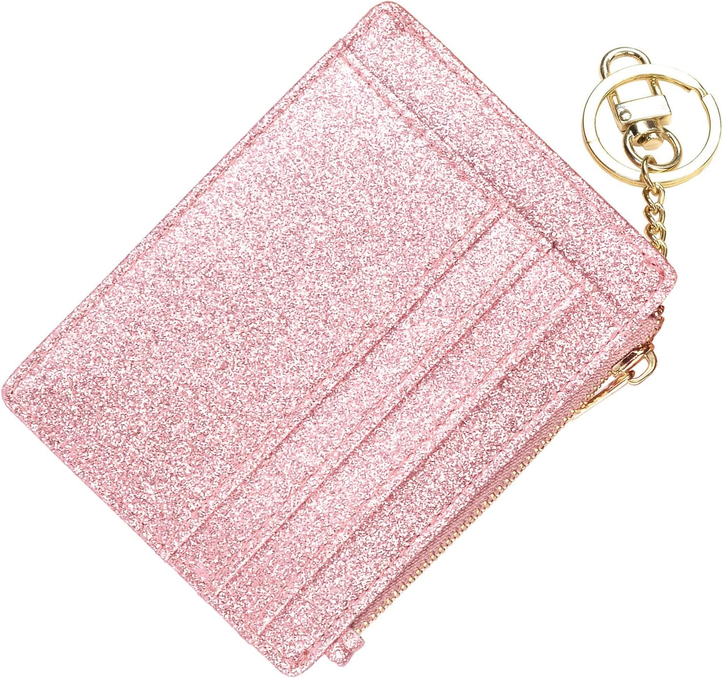 Slim RFID Credit Card Holder for Women Mini Front Pocket Wallet Purse With Keychain
