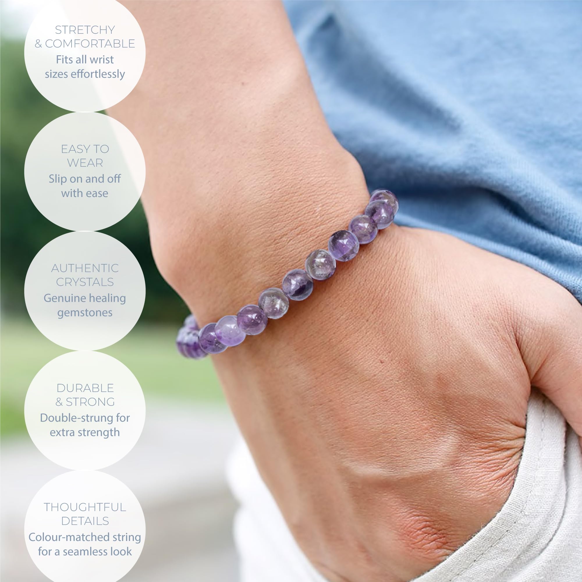 Natural Healing Gemstone Bracelet 4mm Beads, Womens & Mens, Inc Gift Box — view 4