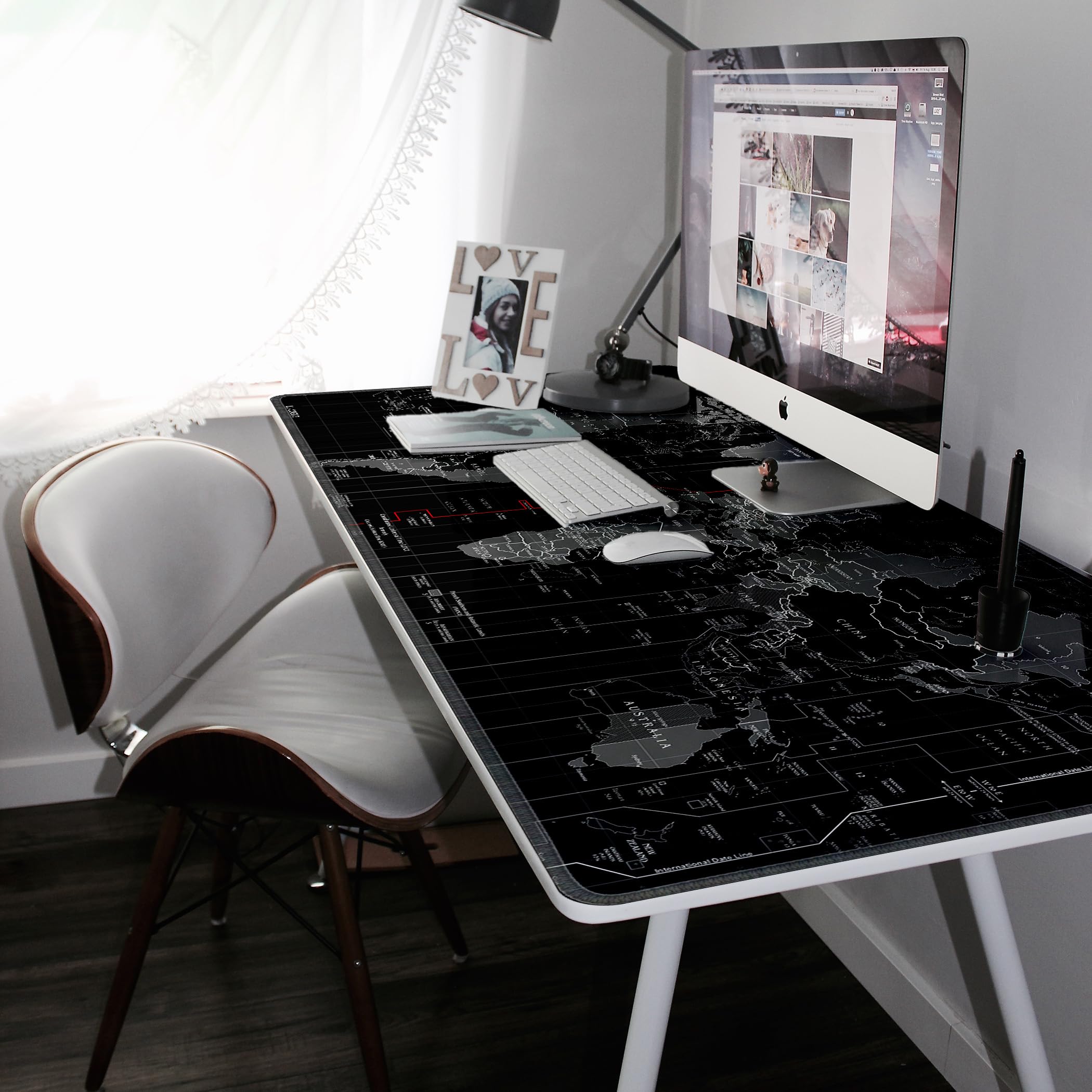 LL-COEUR XXL Gaming Tappetino per Mouse Pad Mappa del Mondo Computer Scrivania Mat (1200 x 500 x 2 mm)