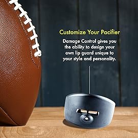 DAMAGE CONTROL Pacifier Mouthpiece - Football Mouthguard with Helmet Strap, Protects Teeth, Jaw & Mouth - Mouth Piece for Sports, No Boiling, Allows Airflow - Gear for Adults & Youth (Black)