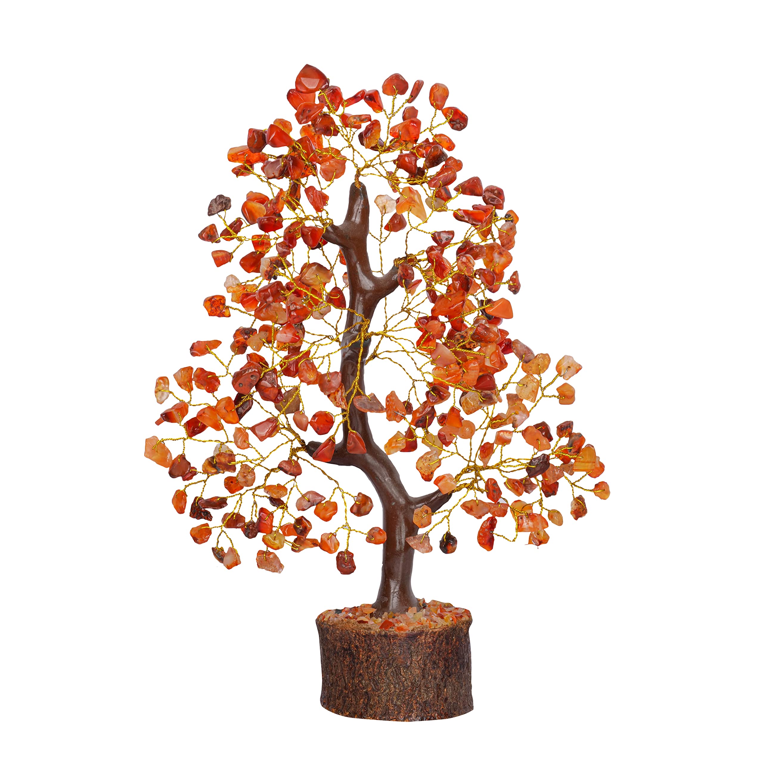 DIPRUV Crystal Tree-Crystal Showpieces for Home Décor-Seven Chakra Tree-Home Décor Item-Gift for Housewarming (F Carnelian Golden)