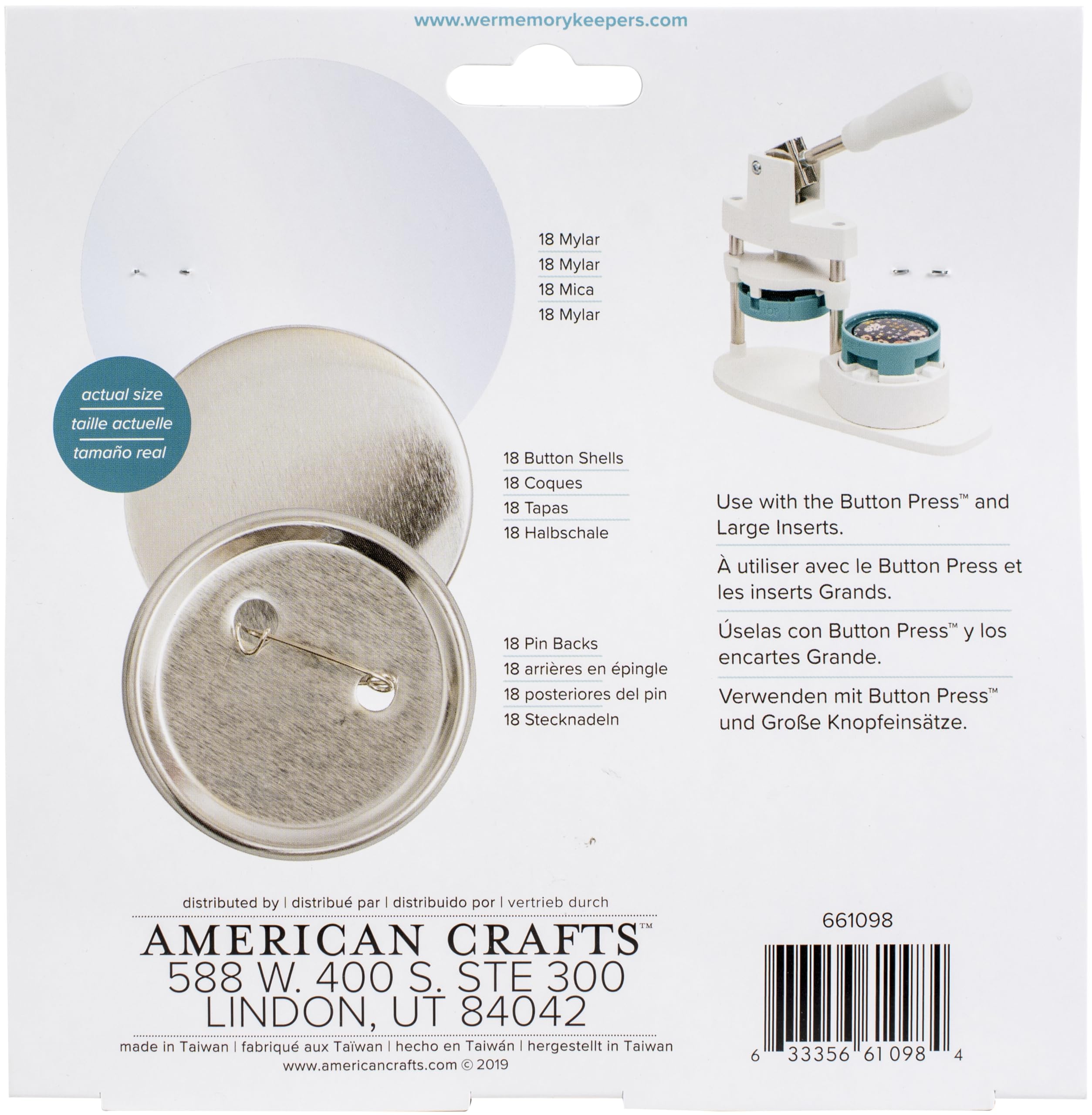 We R Memory Keepers Button Press Refill Pack 18/Pkg-Large (58mm)