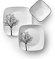 Vista 3 de Corelle Vitrelle - Juego de vajilla de servicio de 18 piezas para 6 piezas, Timber Shadows & Vitrelle 1 cuarto de galón, paquete de 2 tazones