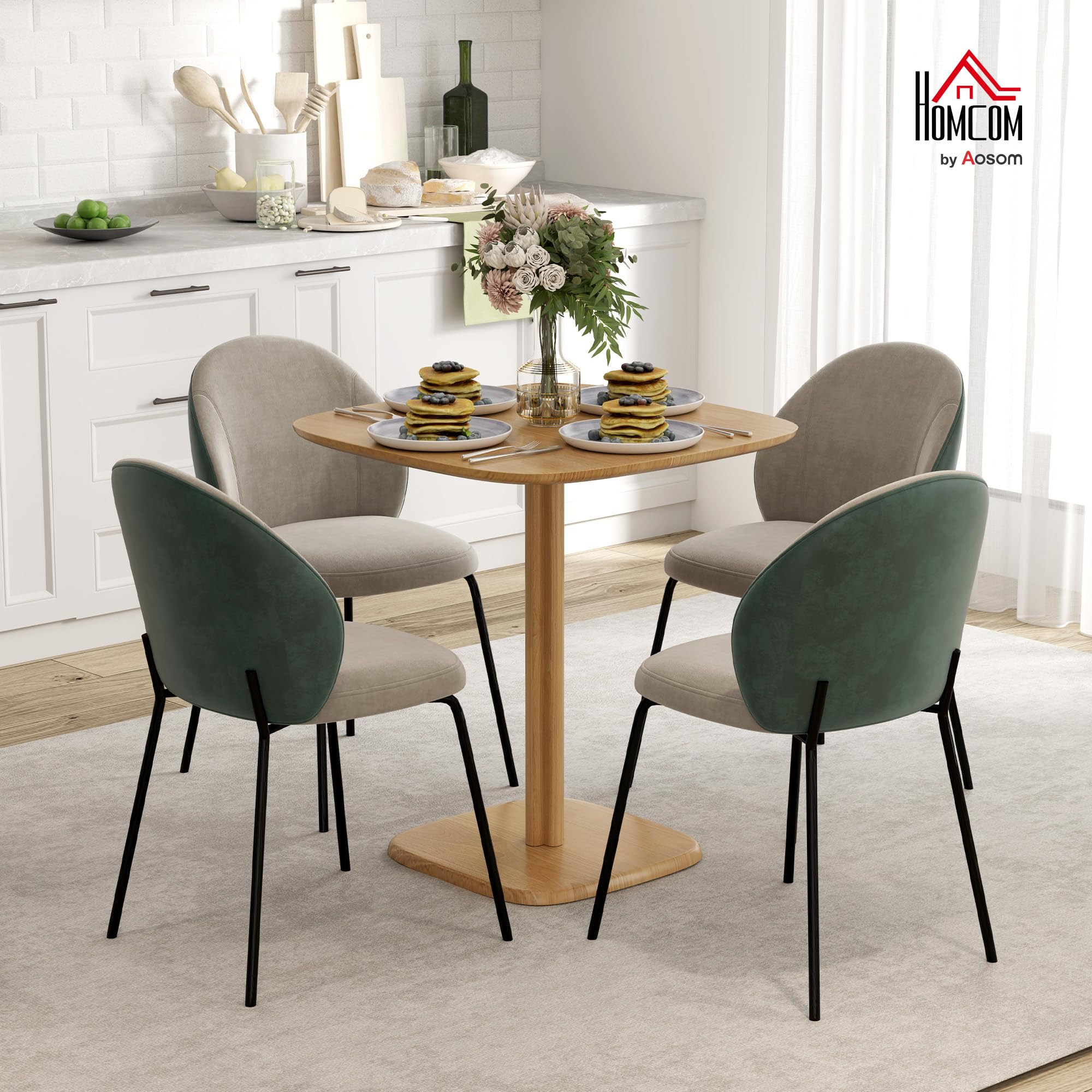 HOMCOM Esstisch, moderner quadratischer Küchentisch für 4 Personen, 70 x 70 cm Esszimmertisch Holztisch für Esszimmer und Küche, Natur