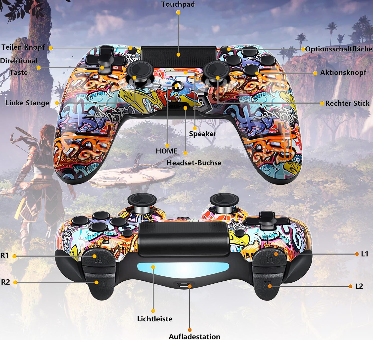 Stycizom Controller Compatibile con Ps-4,Controller Wireless Joystick Compatibile con PS-4/Pro/Slim/PC,Batteria Integrata da 600 mAh con Doppio Sensore di Vibrazione/6 Assi
