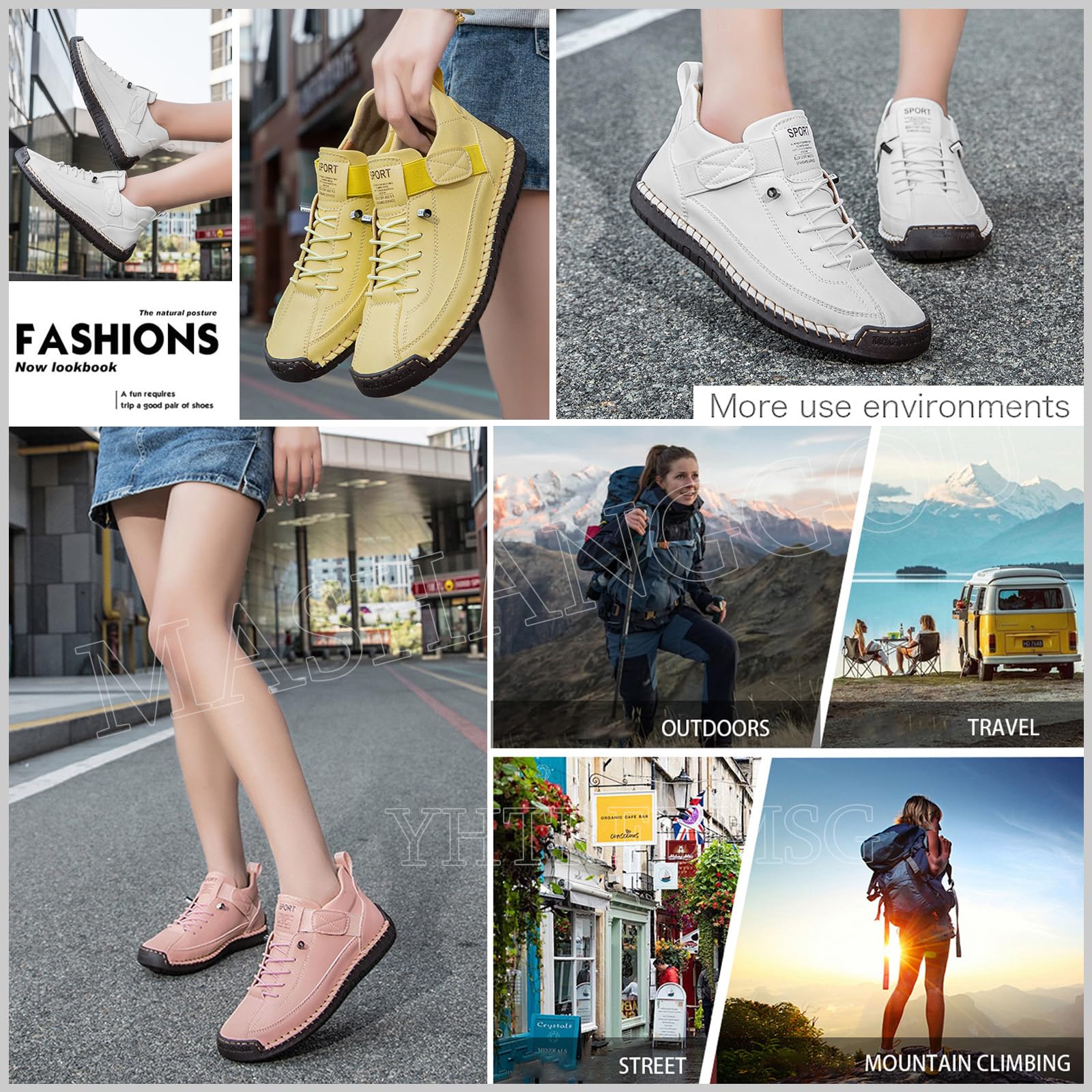 Bottines orthopédiques pour femme, en cuir, imperméables, à enfiler, légères, pour la marche, la randonnée, le camping, la conduite