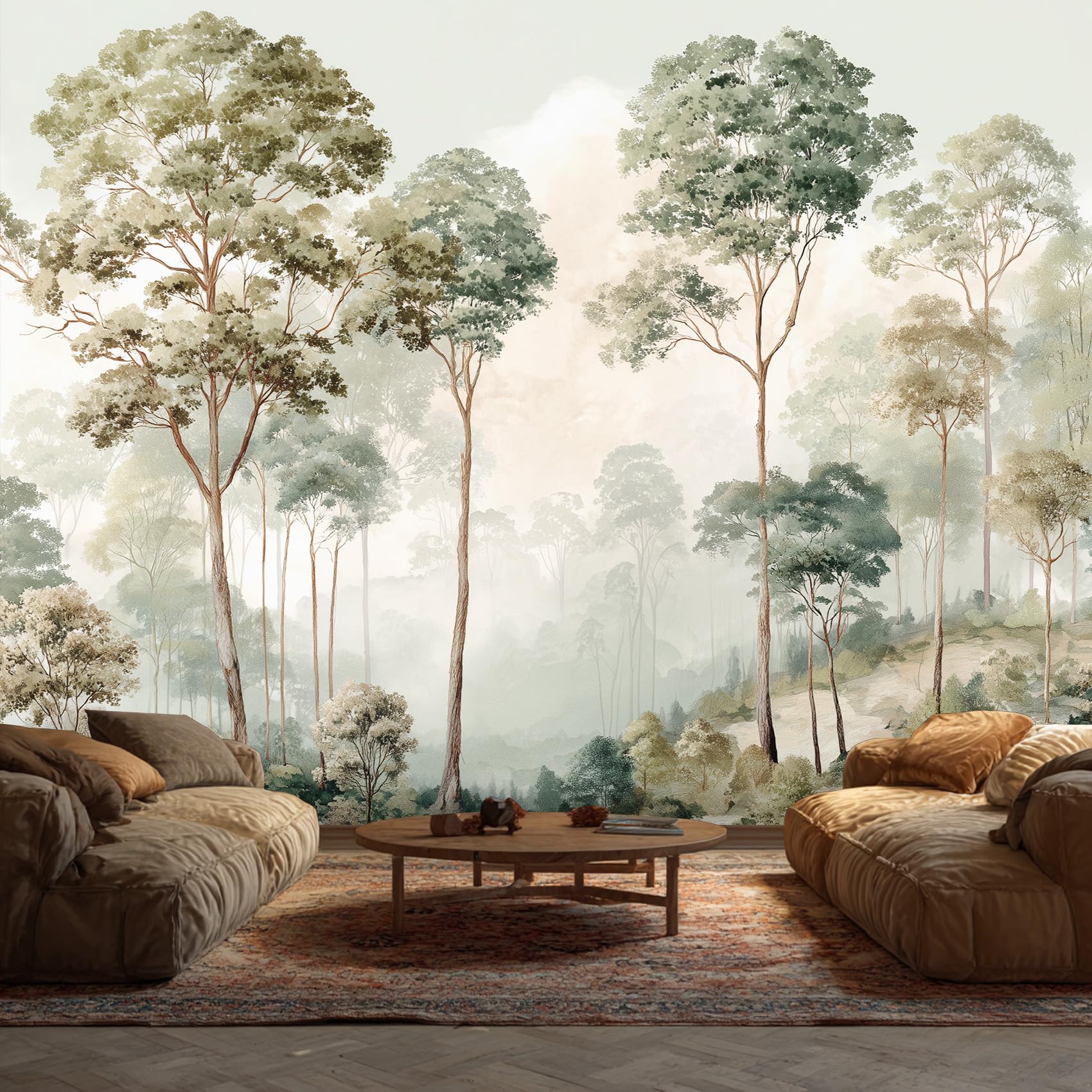 Tree Jungle Wallpaper, Misty Forest Wallpaper Murals, Tree Jungle Room Decor Wall Art for Bedroom Kitchen Living Room 500L x 280W cm