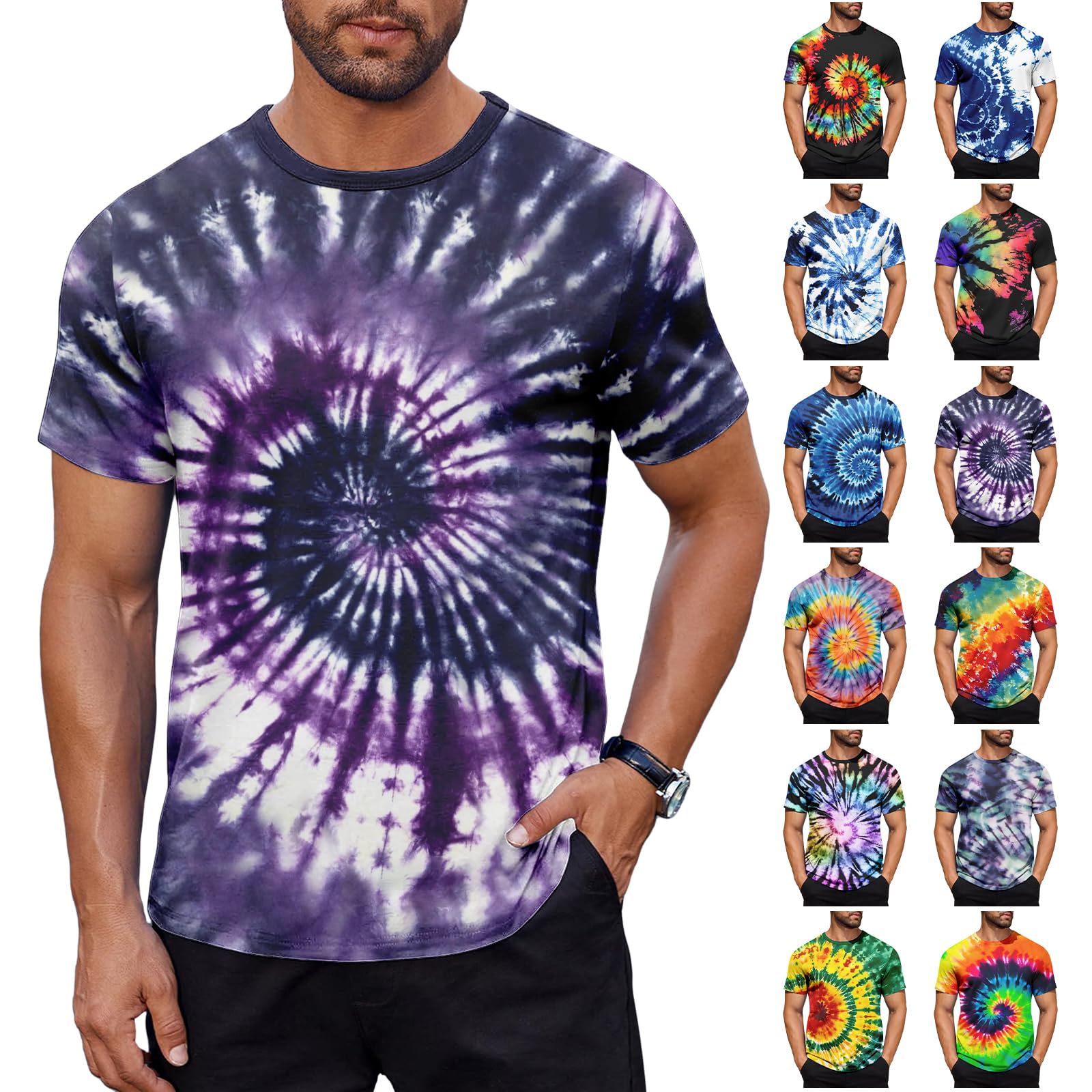 12 Pack Mens Cotton T-Shirts Mixed Color Casual Shirts Summer Trendy Classic Short Sleeve Tees