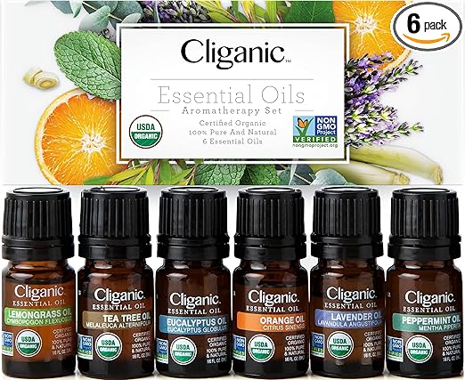 9. Cliganic USDA Organic Aromatherapy Essential Oils Set
