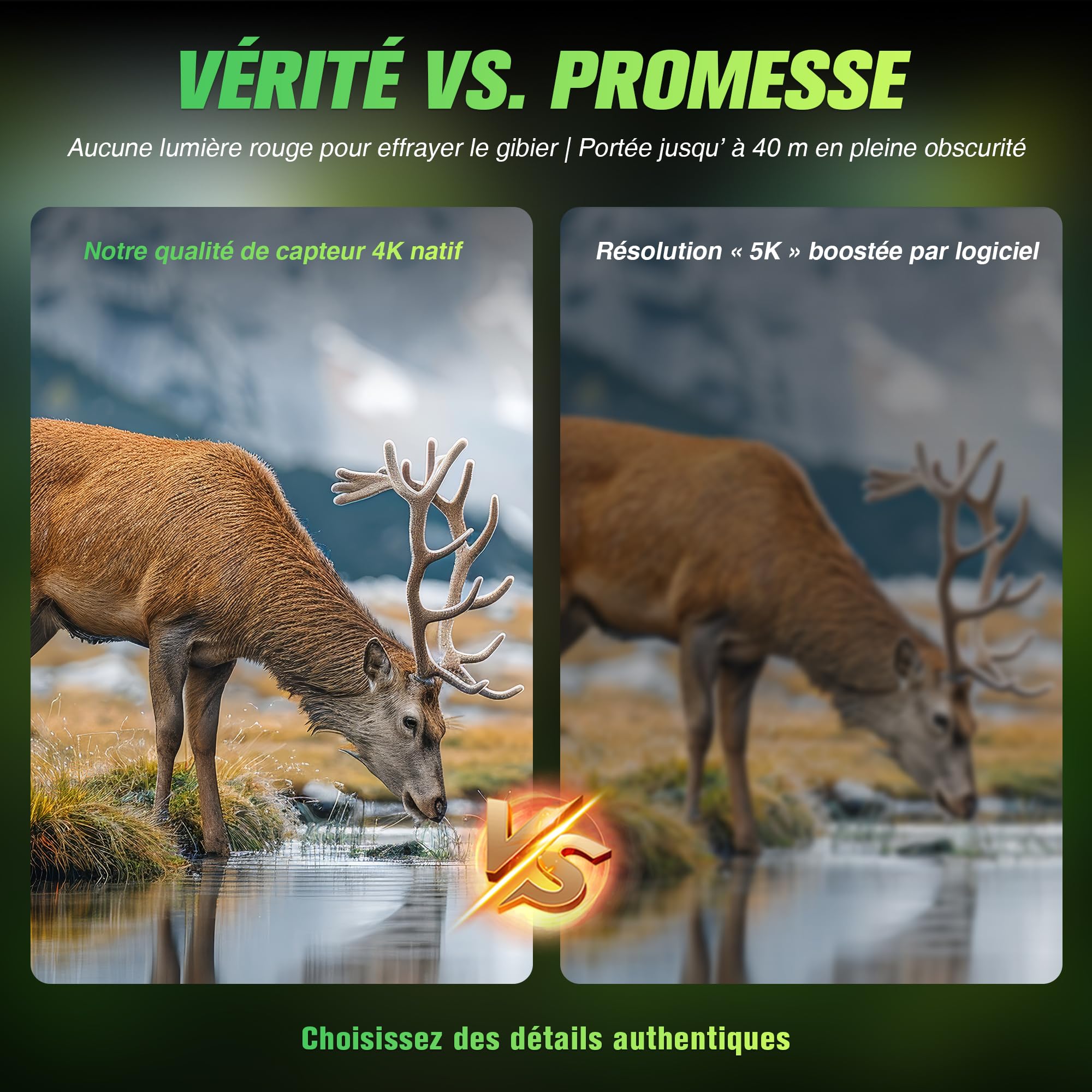 HAZA Caméra de Chasse 4K WiFi Hotspot connectée Telephone Caméra Chasse Infrarouge Vision Nocturne, détecteur de Mouvement, étanche IP66 pour Observation Animaux Sauvages(NO Carte SD)