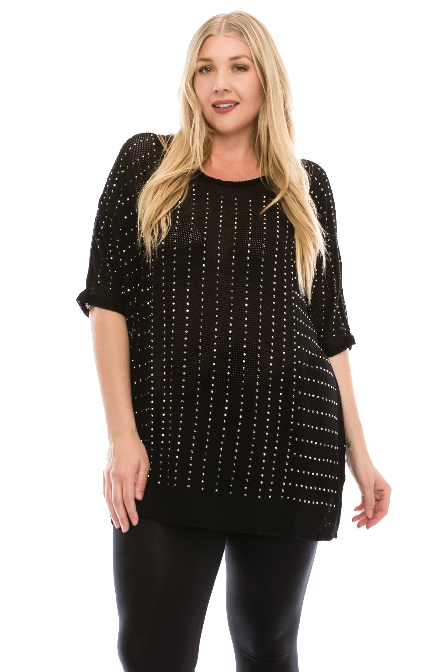 by Bling & Buttons Black Sparkly Mesh Top